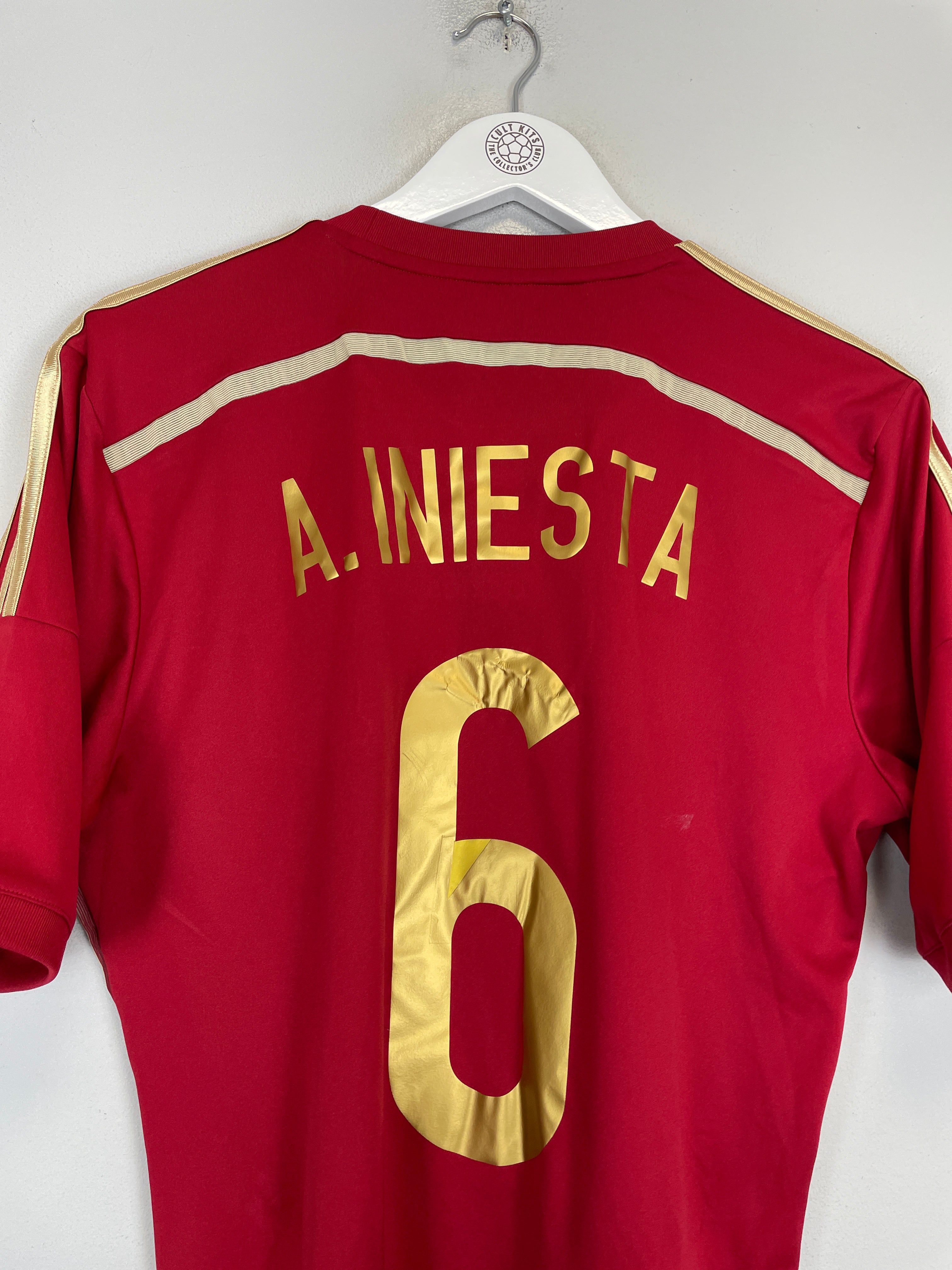 Shop 2014/15 SPAIN A.INIESTA #6 HOME SHIRT (M) ADIDAS, classic football shirts, vintage football shirts & retro soccer jerseys at Cult Kits