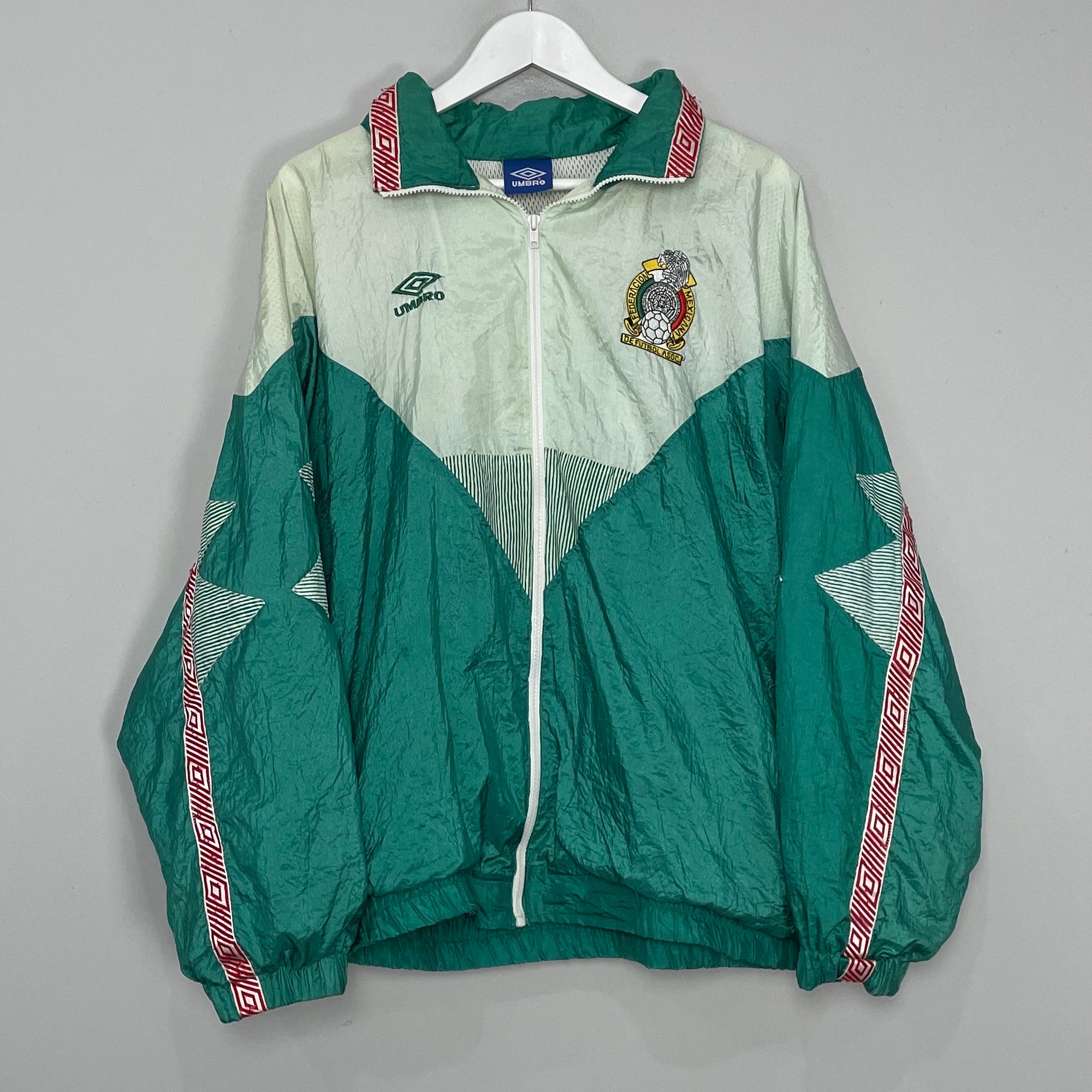 Shop 1993/94 MEXICO TRACK JACKET (XL) UMBRO, classic football shirts, vintage football shirts & retro soccer jerseys at Cult Kits