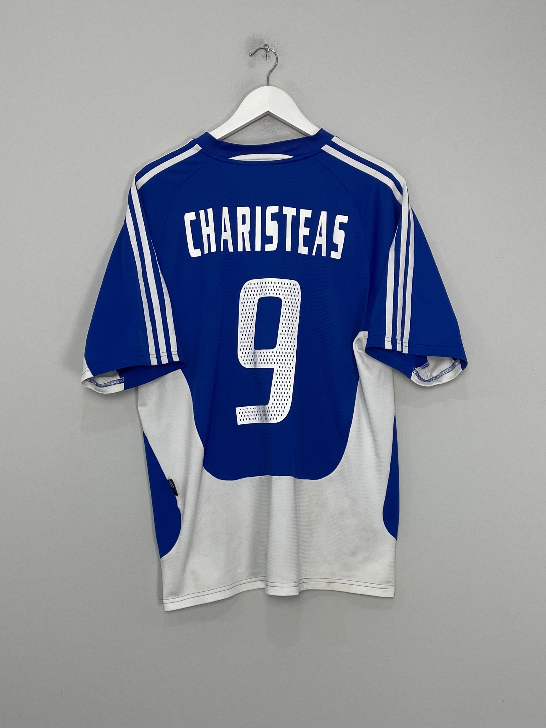 Shop 2004/06 GREECE CHARISTEAS #9 HOME SHIRT (L) ADIDAS, classic football shirts, vintage football shirts & retro soccer jerseys at Cult Kits