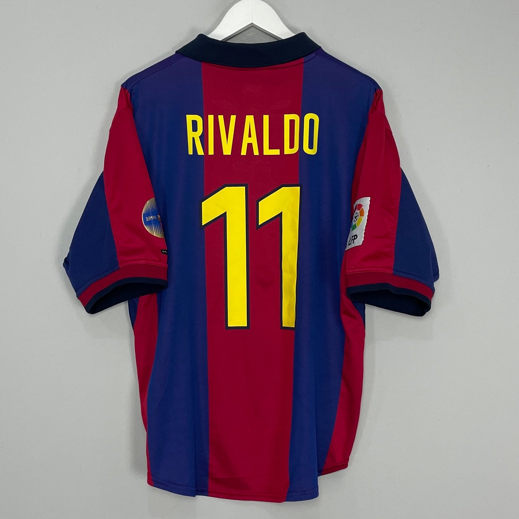 Shop 2000/01 BARCELONA RIVALDO #11 HOME SHIRT (L) NIKE, classic football shirts, vintage football shirts & retro soccer jerseys at Cult Kits