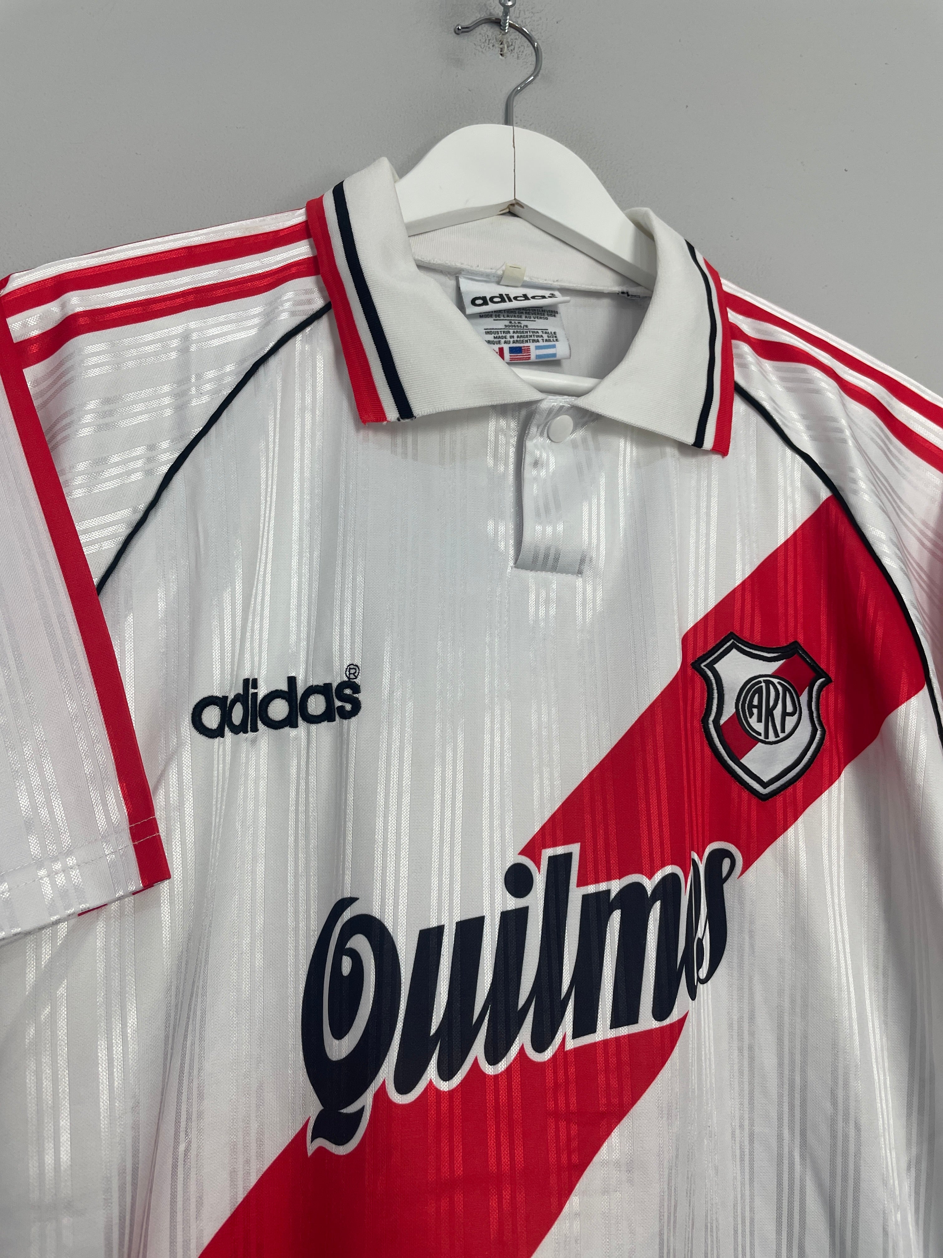 Shop 1995/96 RIVER PLATE HOME SHIRT (L) ADIDAS, classic football shirts, vintage football shirts & retro soccer jerseys at Cult Kits