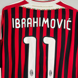 2011/12 AC MILAN IBRAHIMOVIC #11 L/S HOME SHIRT (XL) ADIDAS