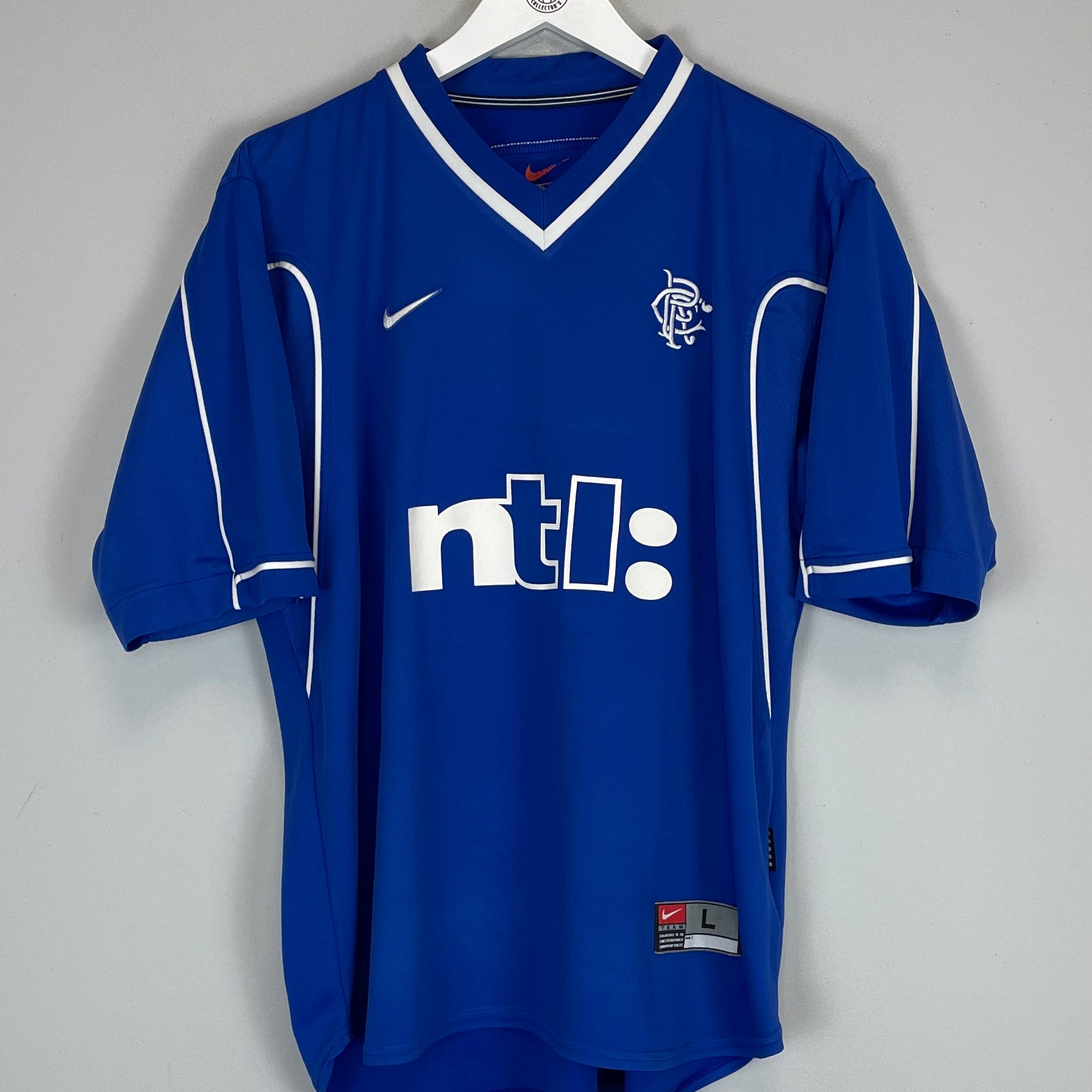 Shop 1999/01 RANGERS HOME SHIRT (L) NIKE, classic football shirts, vintage football shirts & retro soccer jerseys at Cult Kits