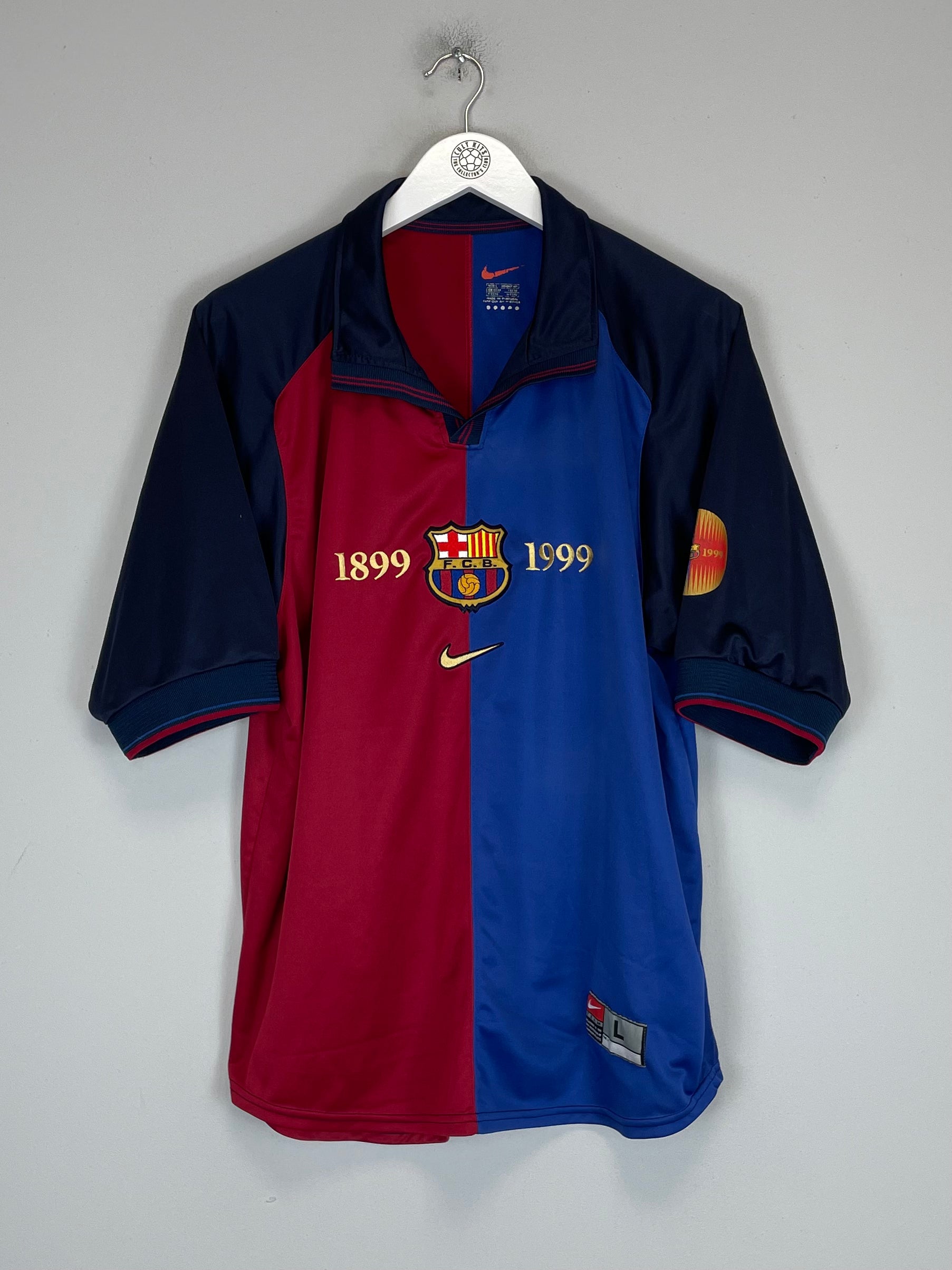 Shop 1999/00 BARCELONA GUARDIOLA #4 *CENTENARY* HOME SHIRT (L) NIKE, classic football shirts, vintage football shirts & retro soccer jerseys at Cult Kits