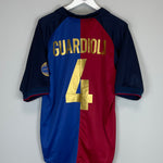 Shop 1999/00 BARCELONA GUARDIOLA #4 *CENTENARY* HOME SHIRT (L) NIKE, classic football shirts, vintage football shirts & retro soccer jerseys at Cult Kits