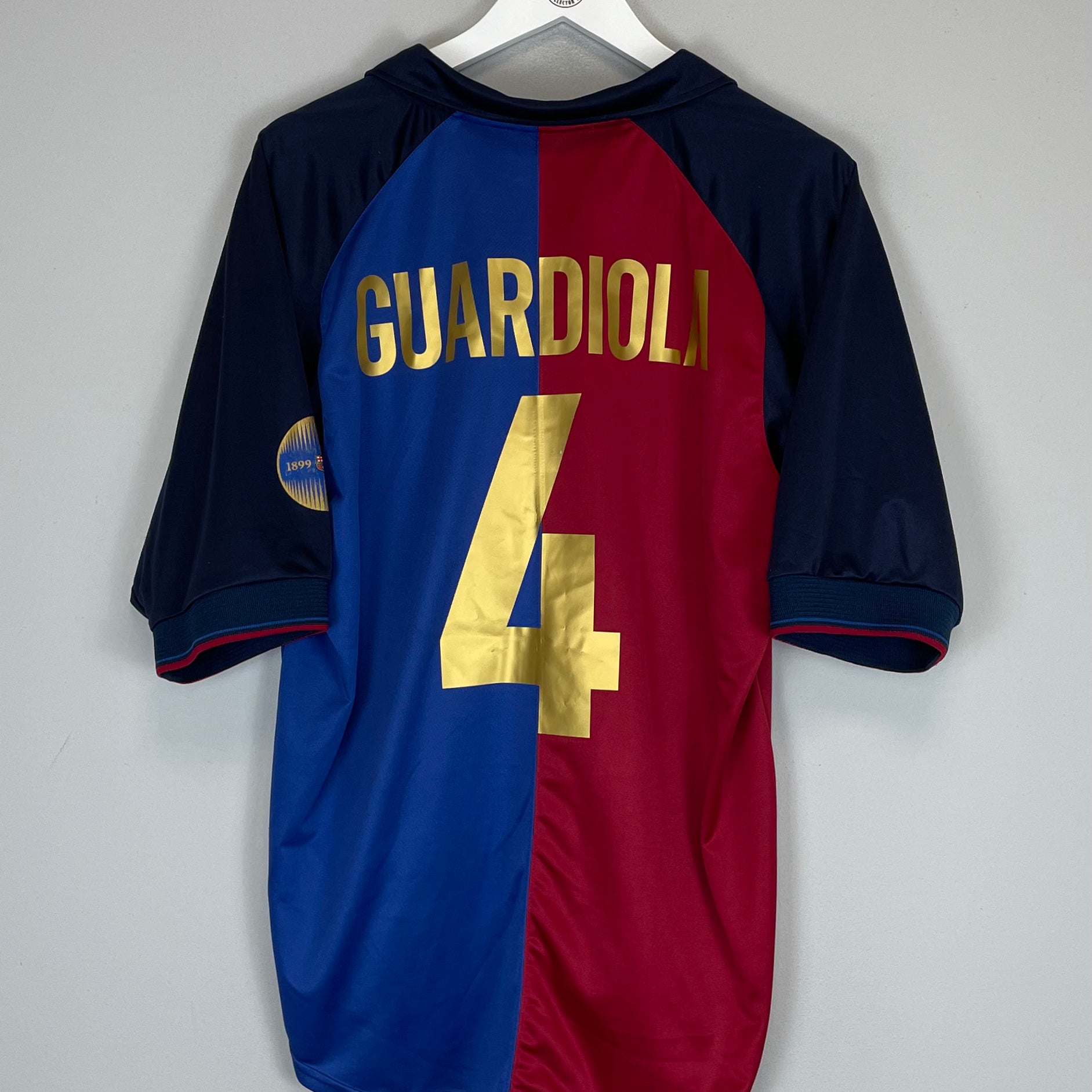 Shop 1999/00 BARCELONA GUARDIOLA #4 *CENTENARY* HOME SHIRT (L) NIKE, classic football shirts, vintage football shirts & retro soccer jerseys at Cult Kits
