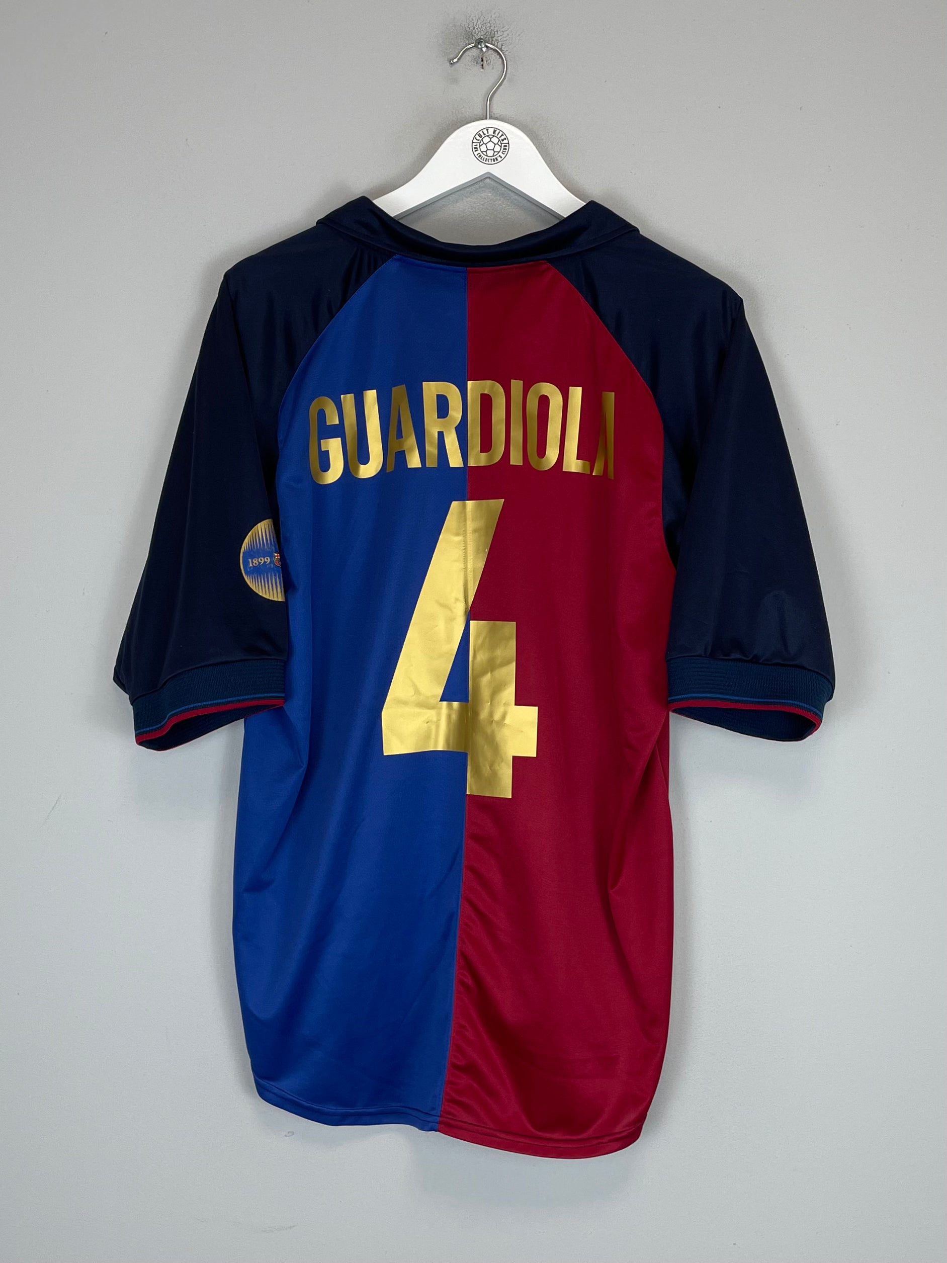 Shop 1999/00 BARCELONA GUARDIOLA #4 *CENTENARY* HOME SHIRT (L) NIKE, classic football shirts, vintage football shirts & retro soccer jerseys at Cult Kits