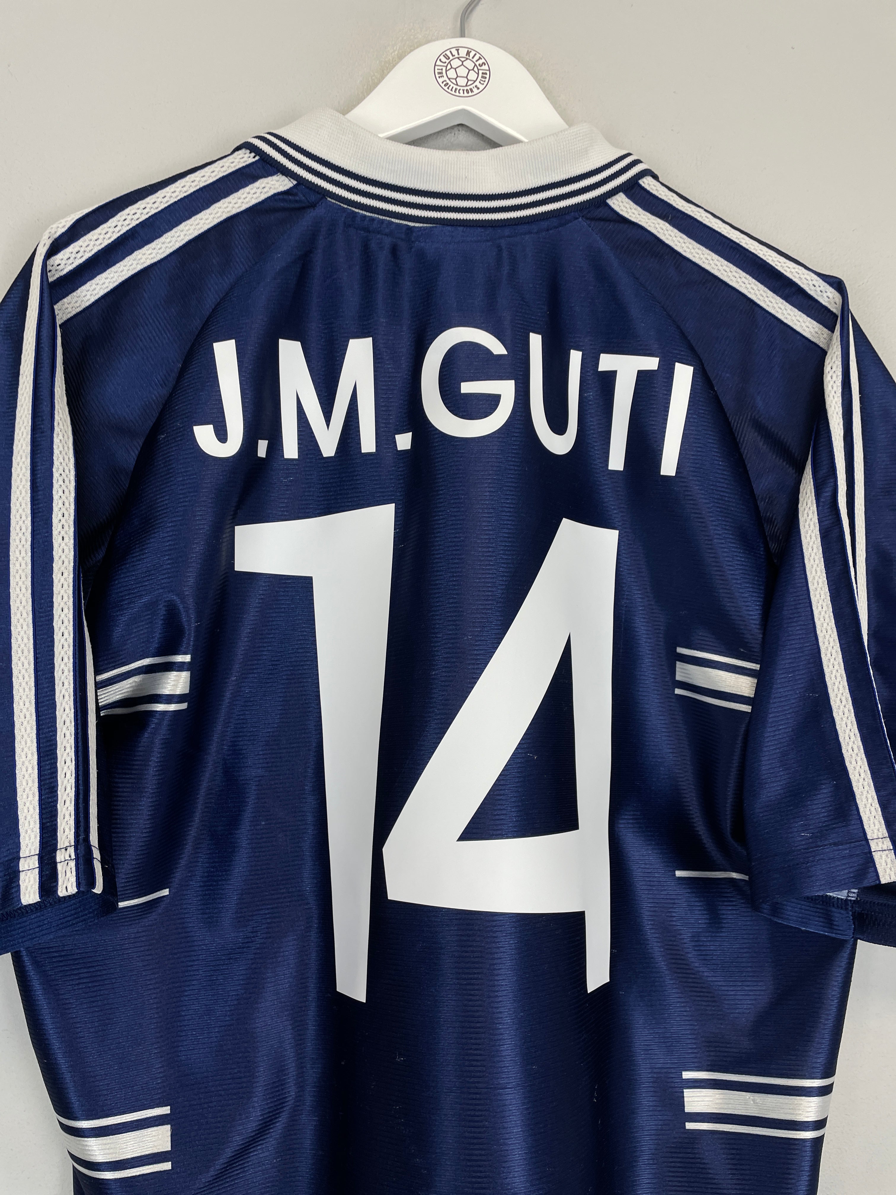 Shop 1998/00 REAL MADRID GUTI #14 AWAY SHIRT (M) ADIDAS, classic football shirts, vintage football shirts & retro soccer jerseys at Cult Kits