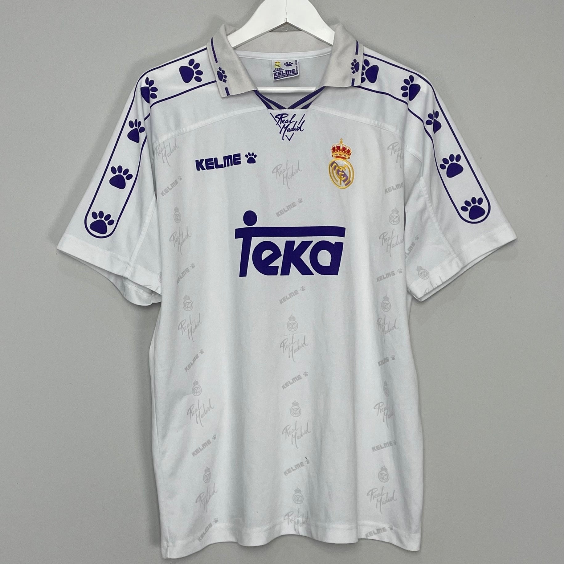 Shop 1994/96 REAL MADRID #8 HOME SHIRT (M) KELME, classic football shirts, vintage football shirts & retro soccer jerseys at Cult Kits