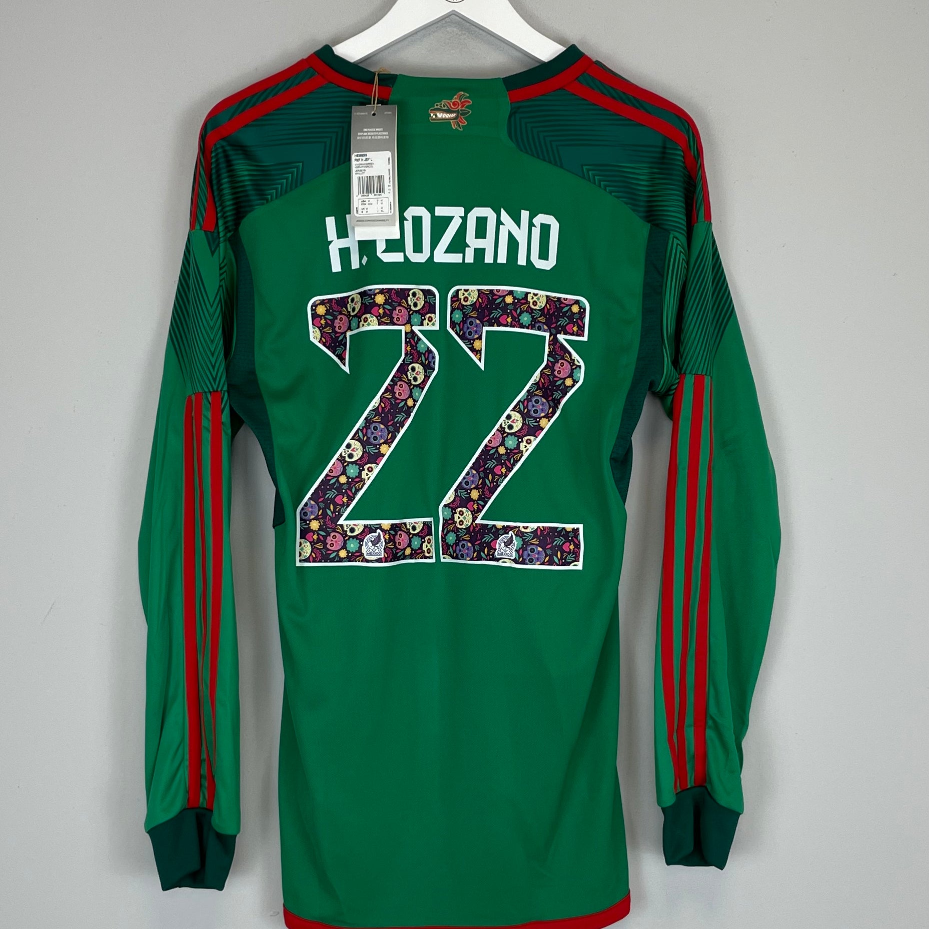 Shop 2022/23 MEXICO LOZANO #22 *BNWT* L/S HOME SHIRT (M) ADIDAS, classic football shirts, vintage football shirts & retro soccer jerseys at Cult Kits