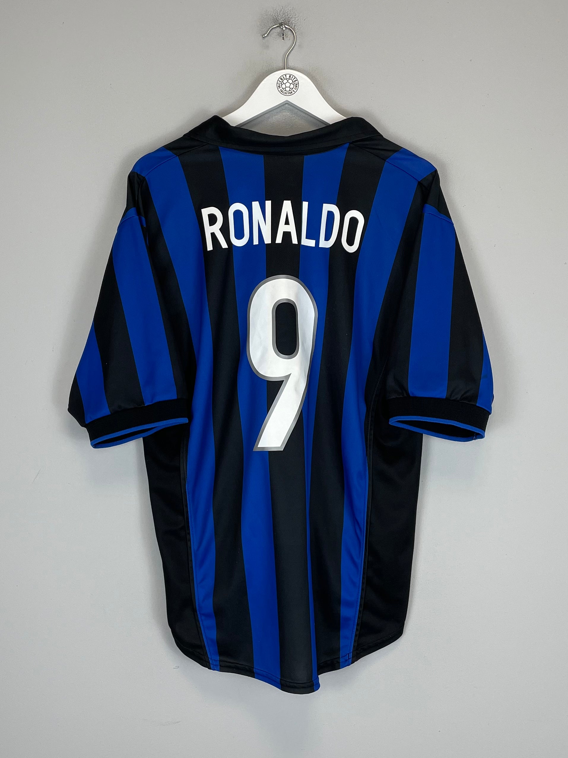 Shop 1998/99 INTER MILAN RONALDO #9 HOME SHIRT (L) NIKE, classic football shirts, vintage football shirts & retro soccer jerseys at Cult Kits