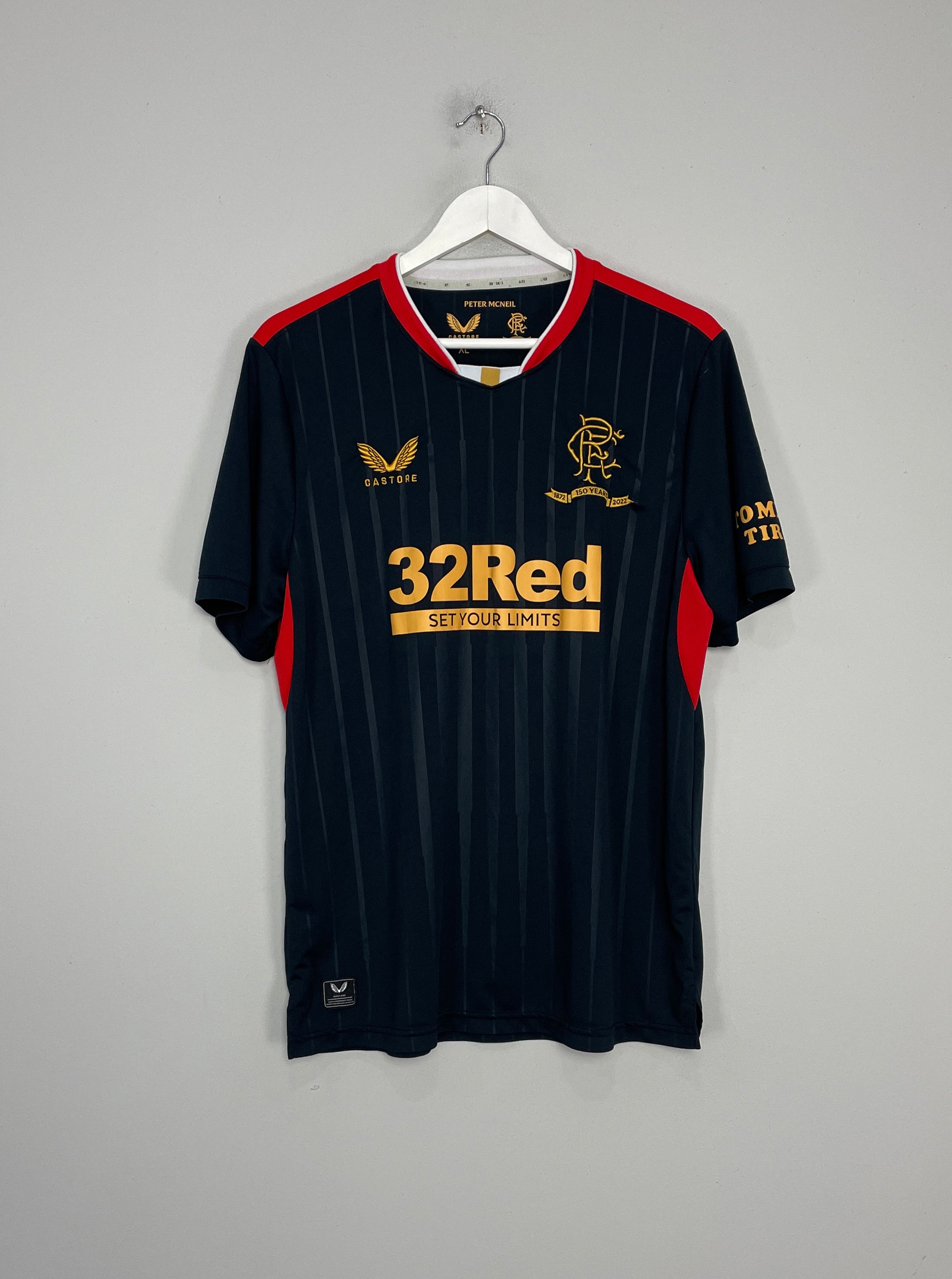 Shop 2021/22 RANGERS *150 YEAR* AWAY SHIRT (XL) CASTORE, classic football shirts, vintage football shirts & retro soccer jerseys at Cult Kits