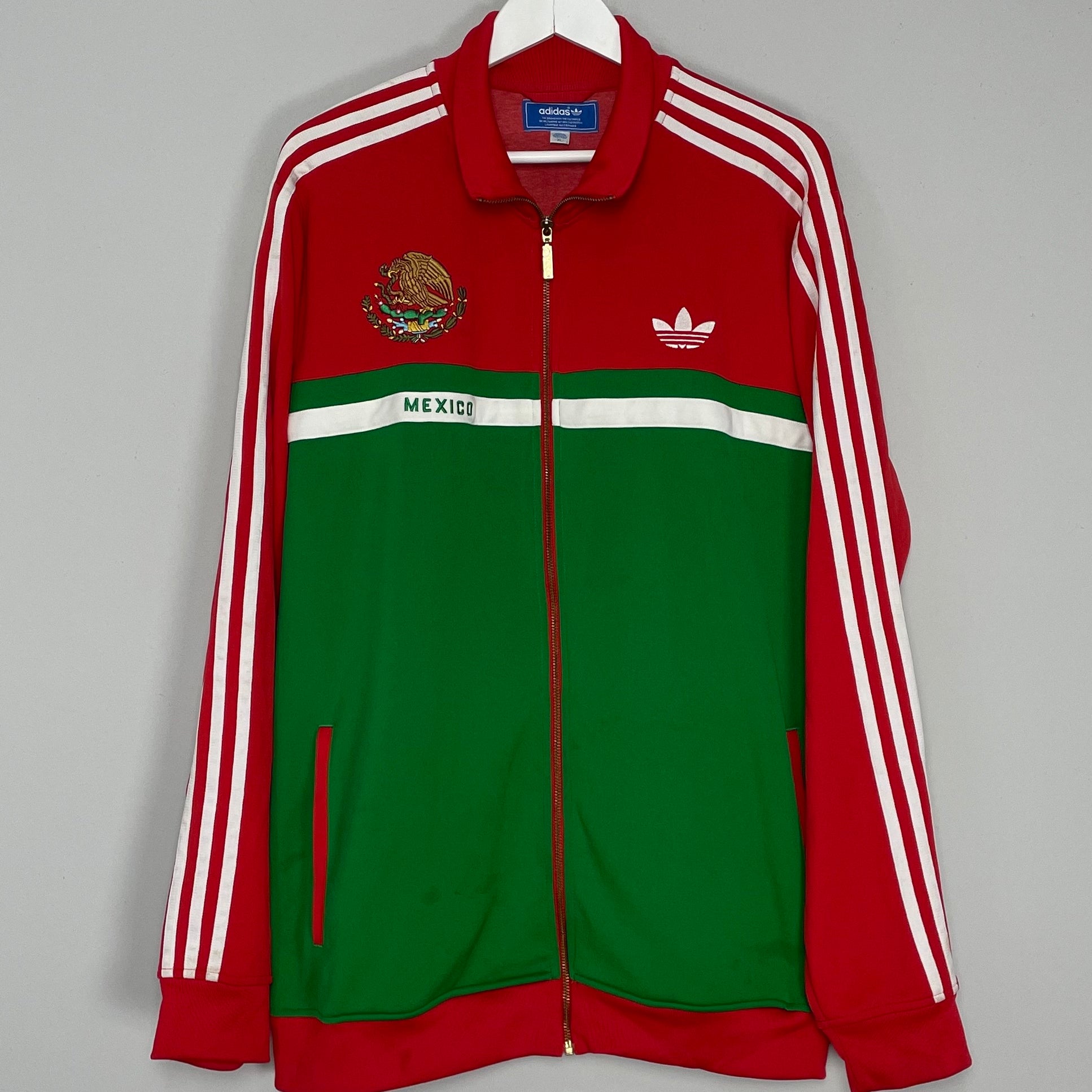 Shop 1990/91 MEXICO ADIDAS ORIGINALS TRACKSUIT TOP (XL), classic football shirts, vintage football shirts & retro soccer jerseys at Cult Kits