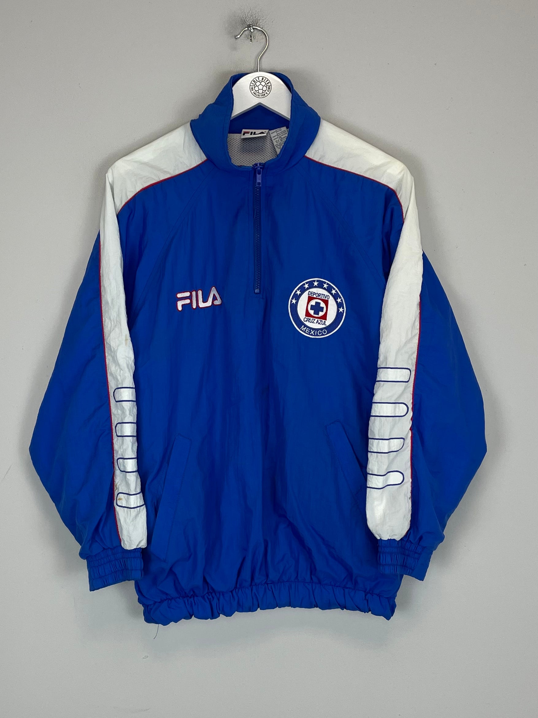 Shop 1997/99 CRUZ AZUL 1/4 ZIP JACKET (L) FILA, classic football shirts, vintage football shirts & retro soccer jerseys at Cult Kits