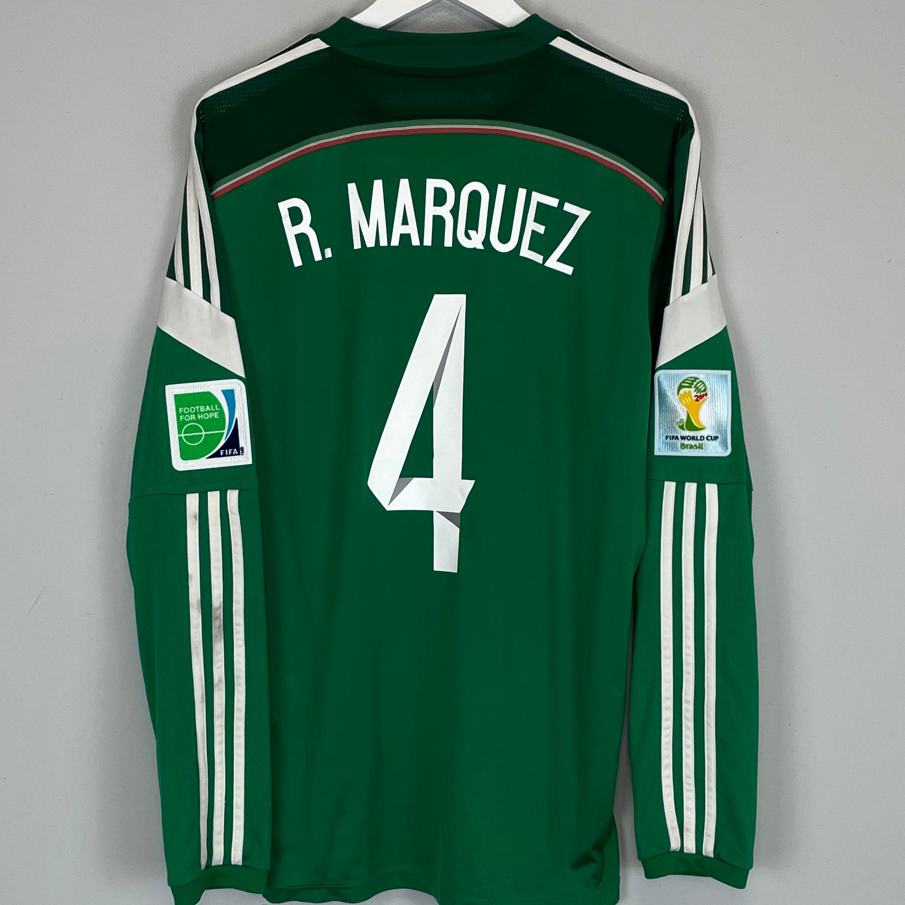 Shop 2014/15 MEXICO R.MARQUEZ #4 L/S HOME SHIRT (L) ADIDAS, classic football shirts, vintage football shirts & retro soccer jerseys at Cult Kits
