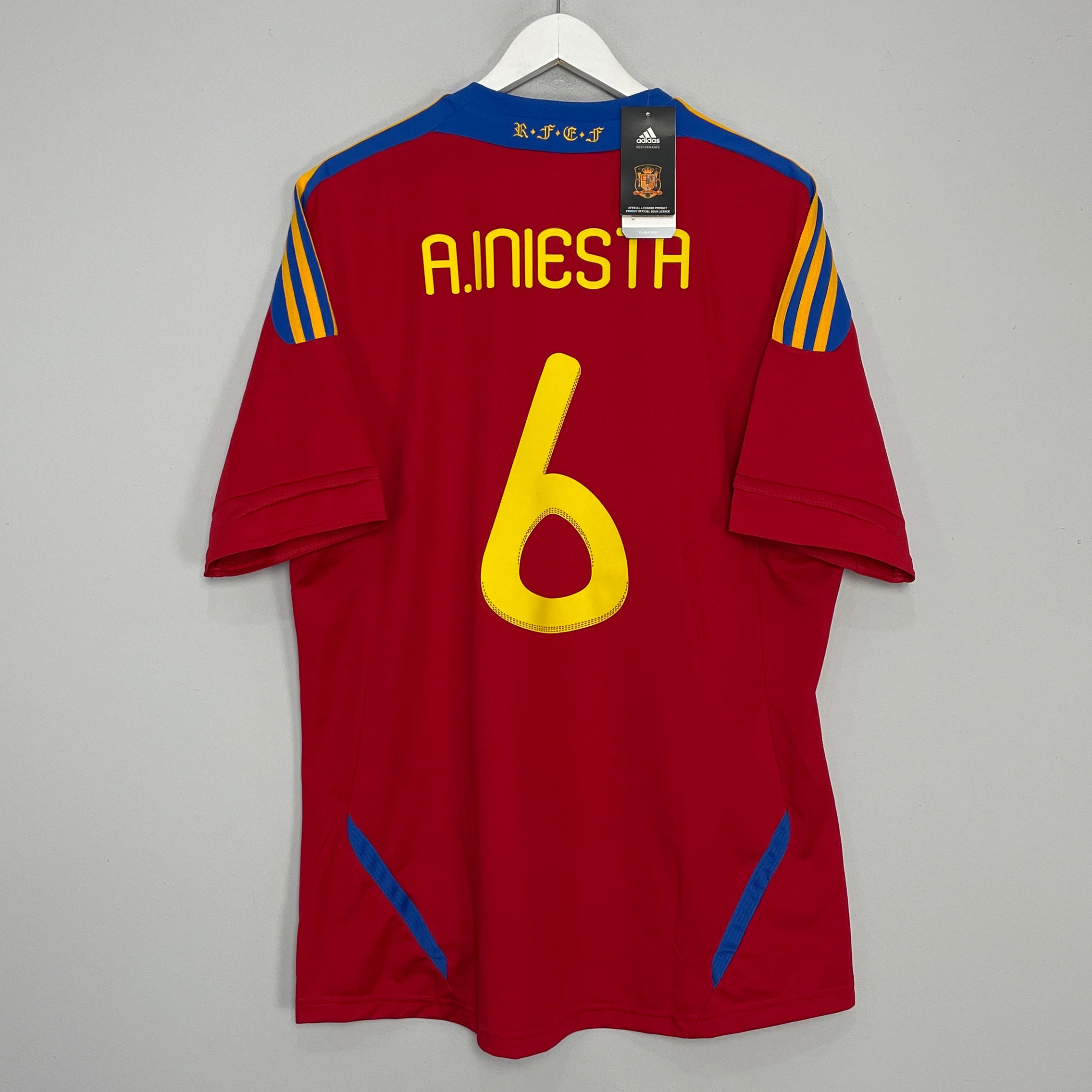 Shop 2010/11 SPAIN INIESTA #6 *BNWT* HOME SHIRT (XL) ADIDAS, classic football shirts, vintage football shirts & retro soccer jerseys at Cult Kits