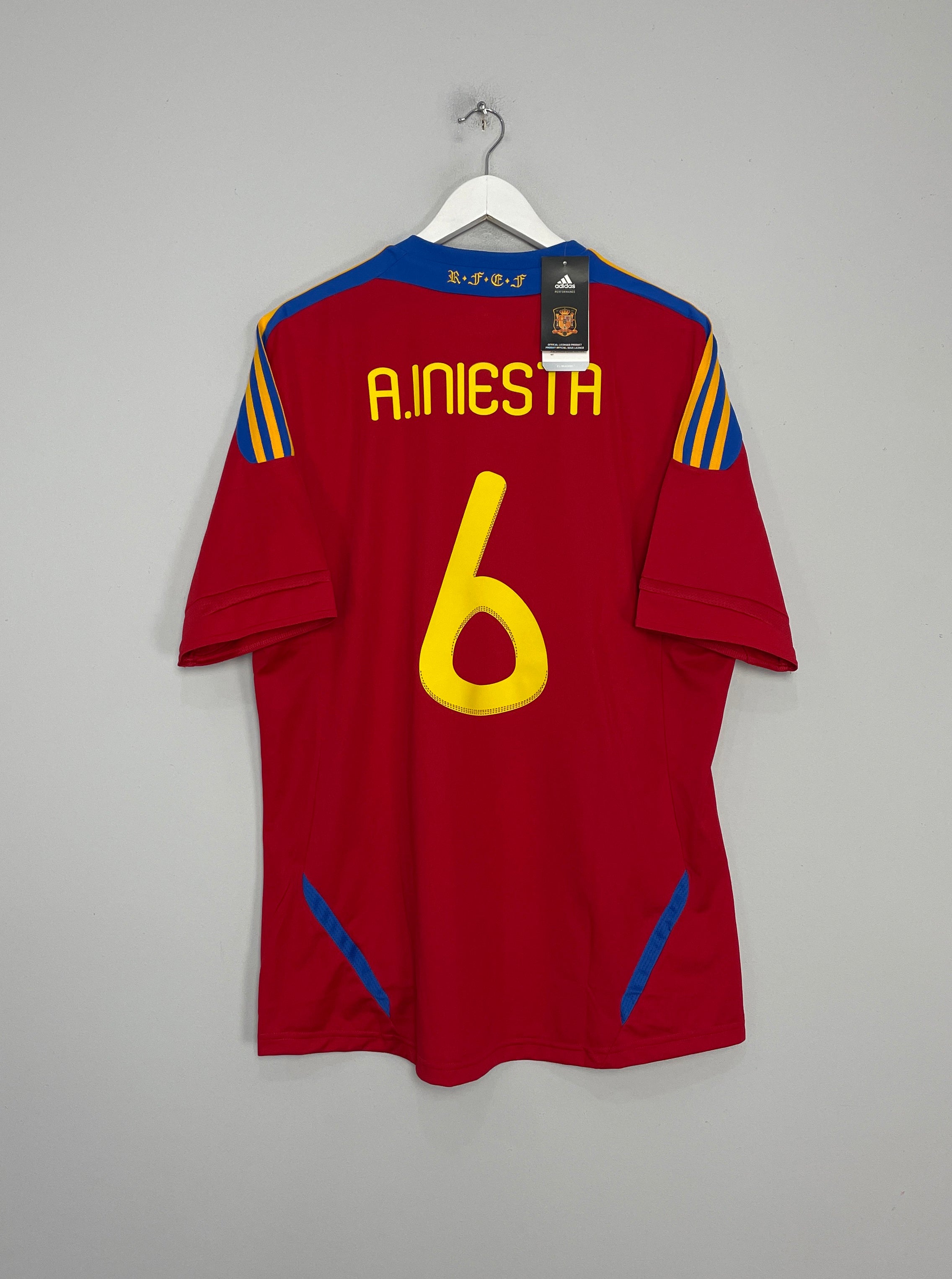 Shop 2010/11 SPAIN INIESTA #6 *BNWT* HOME SHIRT (XL) ADIDAS, classic football shirts, vintage football shirts & retro soccer jerseys at Cult Kits