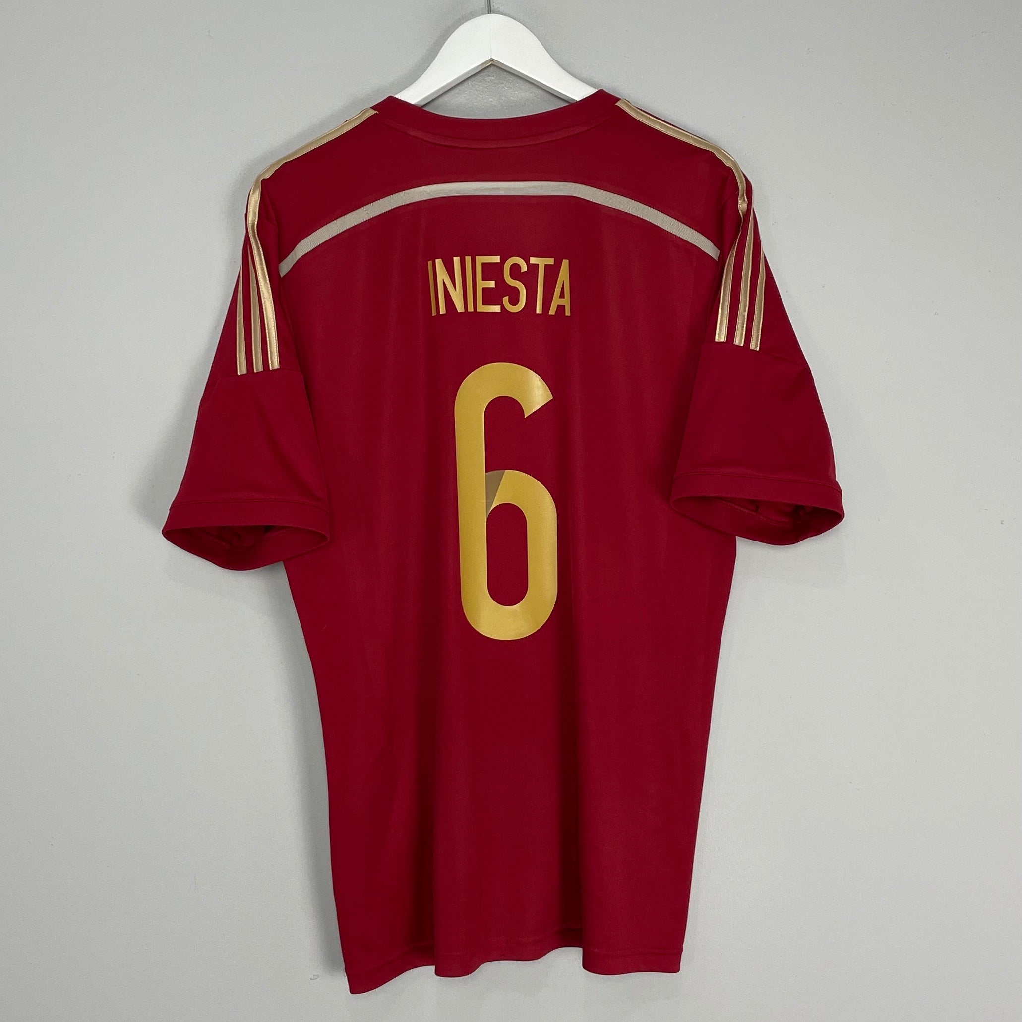 Shop 2013/15 SPAIN A.INIESTA #6 HOME SHIRT (L) ADIDAS, classic football shirts, vintage football shirts & retro soccer jerseys at Cult Kits