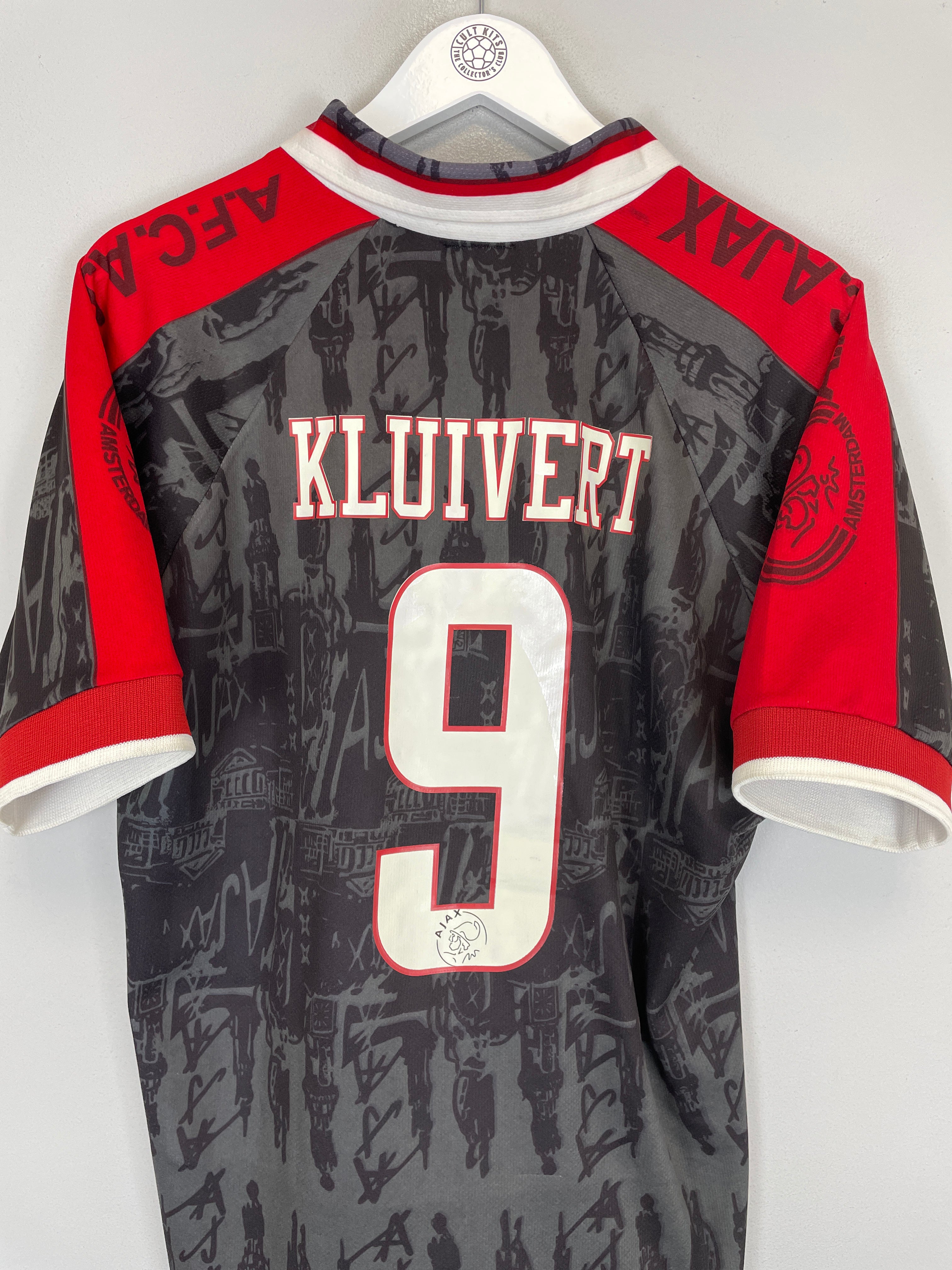 Shop 1996/97 AJAX KLUIVERT #9 AWAY SHIRT (M) UMBRO, classic football shirts, vintage football shirts & retro soccer jerseys at Cult Kits