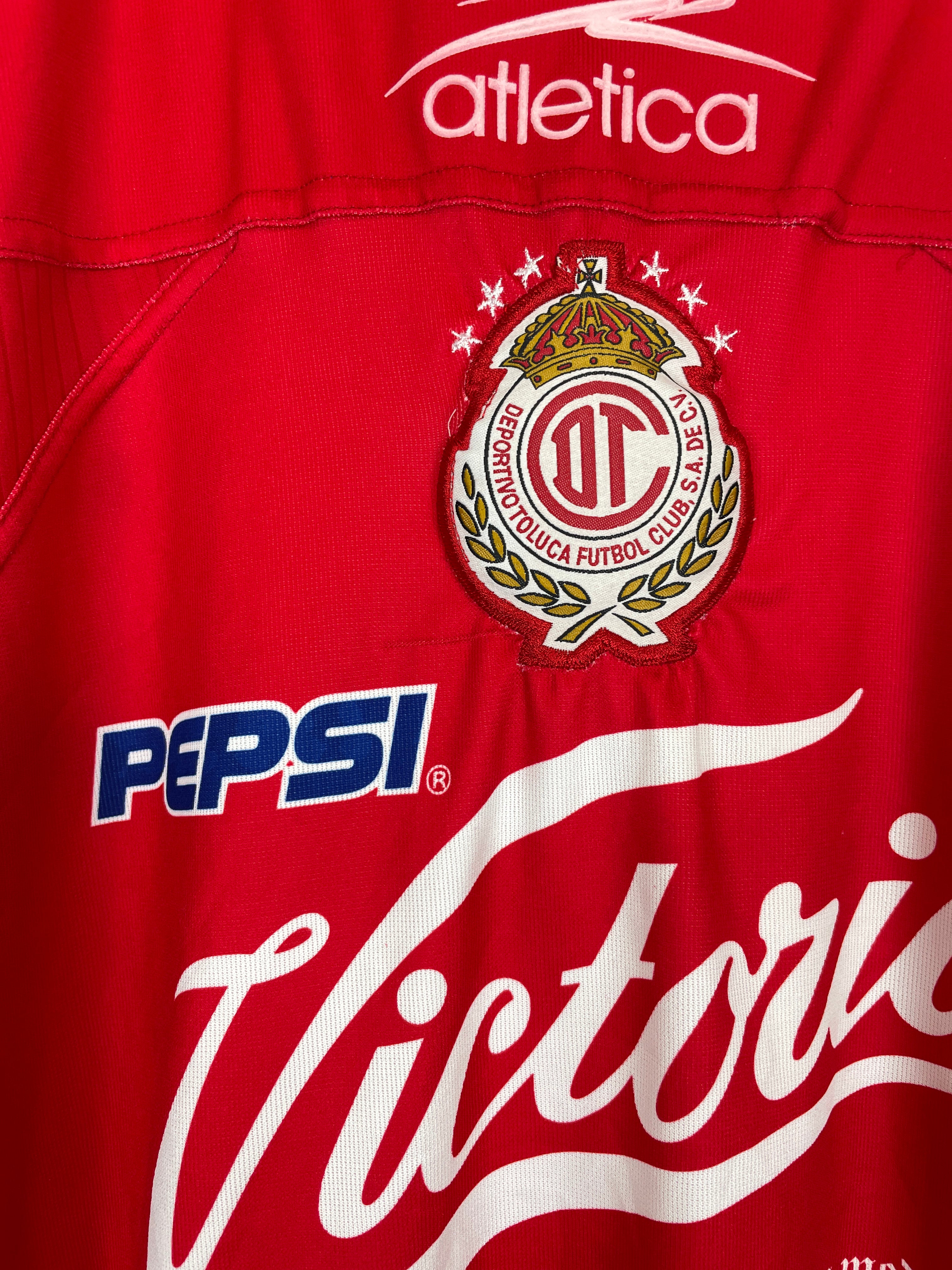 Shop 2000/01 DEPORTIVO TOLUCA HOME SHIRT (M) ATLETICA, classic football shirts, vintage football shirts & retro soccer jerseys at Cult Kits