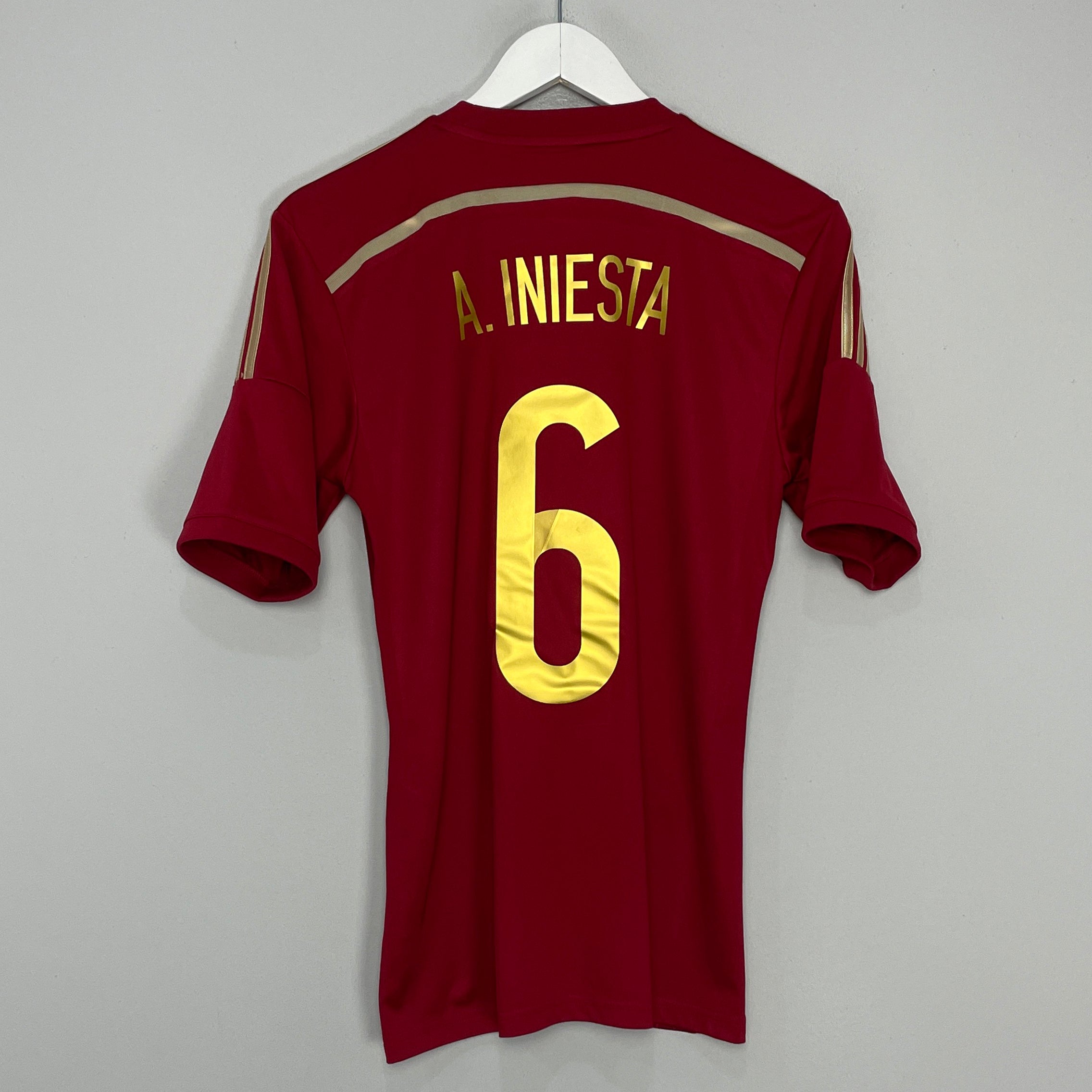 Shop 2013/15 SPAIN A.INIESTA #6 HOME SHIRT (S) ADIDAS, classic football shirts, vintage football shirts & retro soccer jerseys at Cult Kits