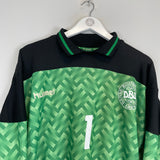 Shop 1989/92 DENMARK SCHMEICHEL #1 GK SHIRT (L) HUMMEL, classic football shirts, vintage football shirts & retro soccer jerseys at Cult Kits