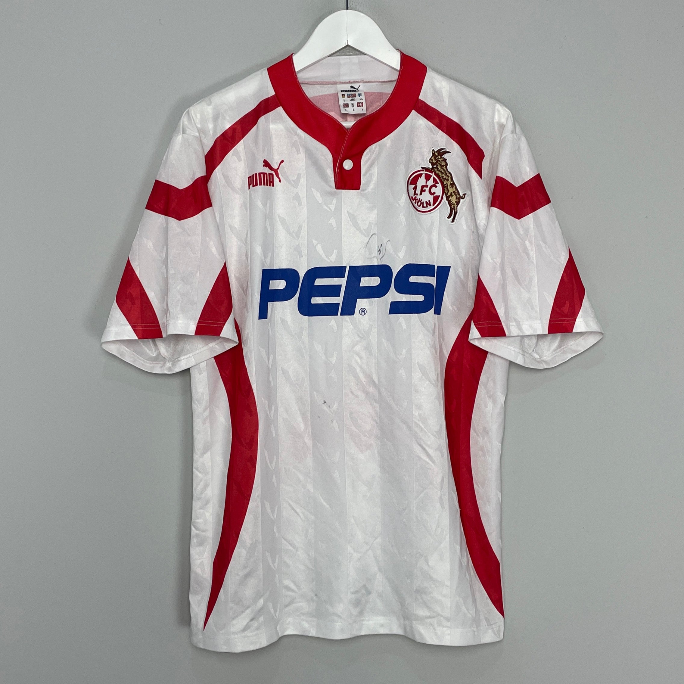 Shop 1993/94 FC KOLN *SIGNED* HOME SHIRT (M) PUMA, classic football shirts, vintage football shirts & retro soccer jerseys at Cult Kits