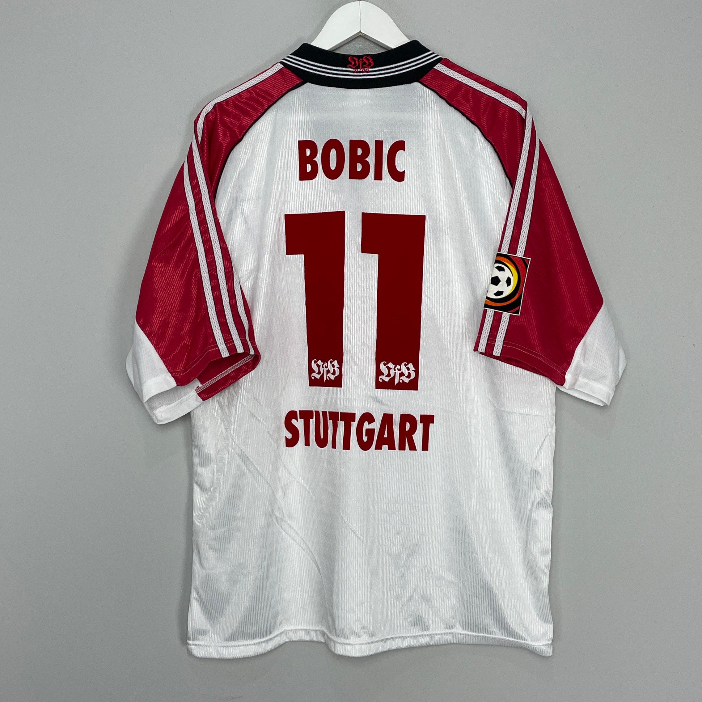 Shop 1998/99 STUTTGART BOBIC #11 *SIGNED* HOME SHIRT (XL) ADIDAS, classic football shirts, vintage football shirts & retro soccer jerseys at Cult Kits
