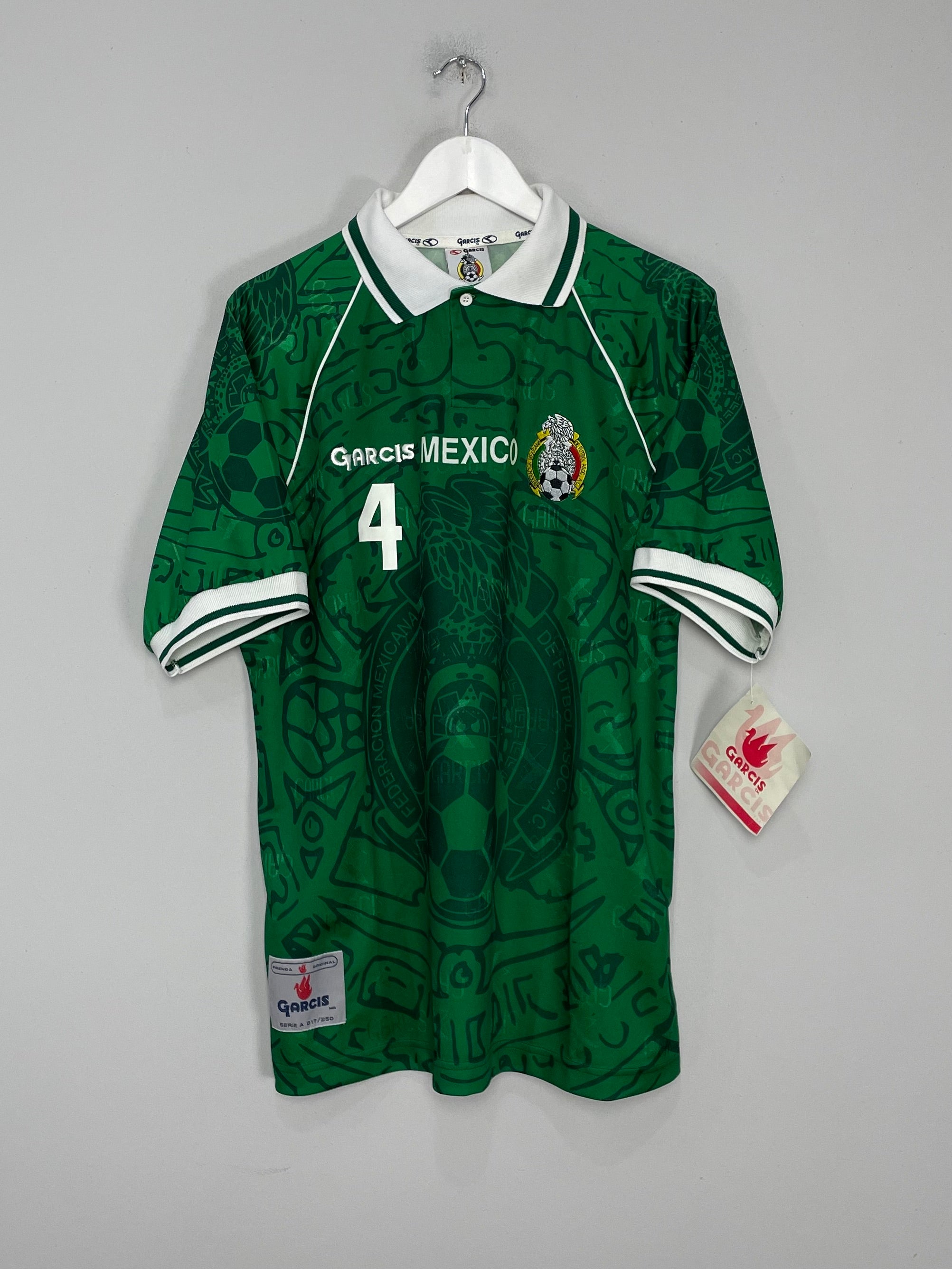 Shop 1999 MEXICO MARQUEZ #4 *BNWT* HOME SHIRT (L) GARCIS, classic football shirts, vintage football shirts & retro soccer jerseys at Cult Kits