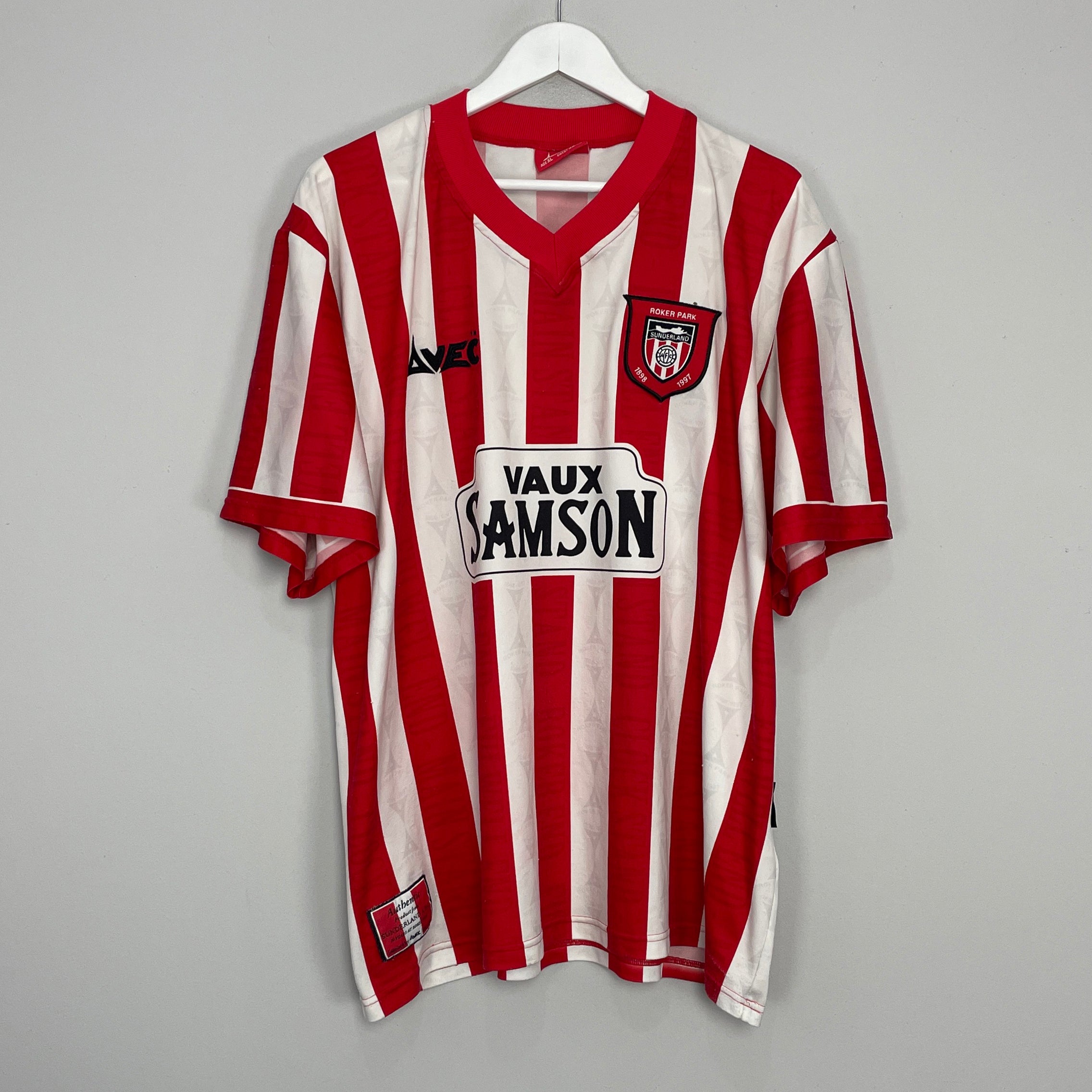 Shop 1996/97 SUNDERLAND HOME SHIRT (XL) AVEC, classic football shirts, vintage football shirts & retro soccer jerseys at Cult Kits
