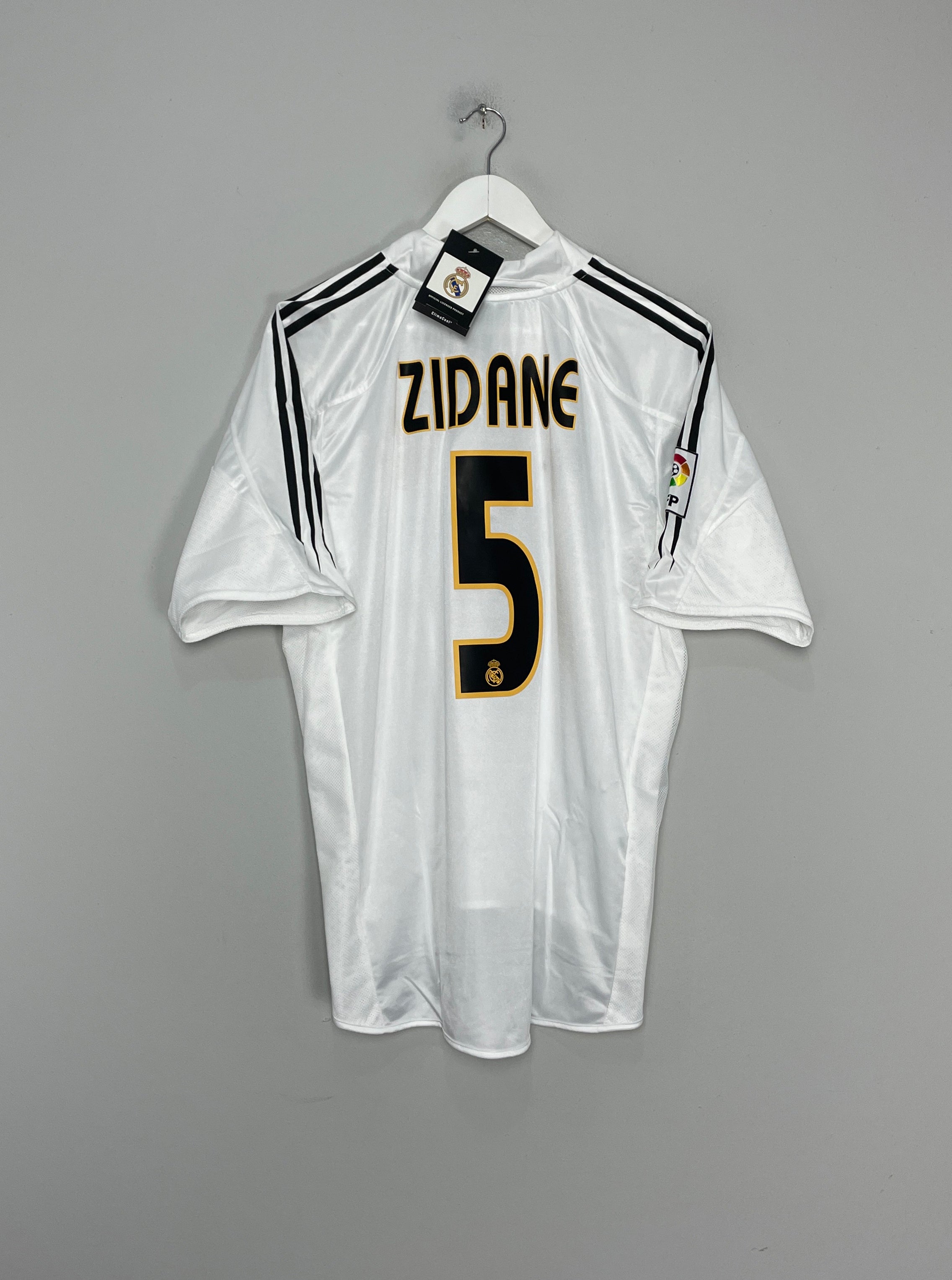 Shop 2003/04 REAL MADRID ZIDANE #5 *BNWT* HOME SHIRT (L) ADIDAS, classic football shirts, vintage football shirts & retro soccer jerseys at Cult Kits