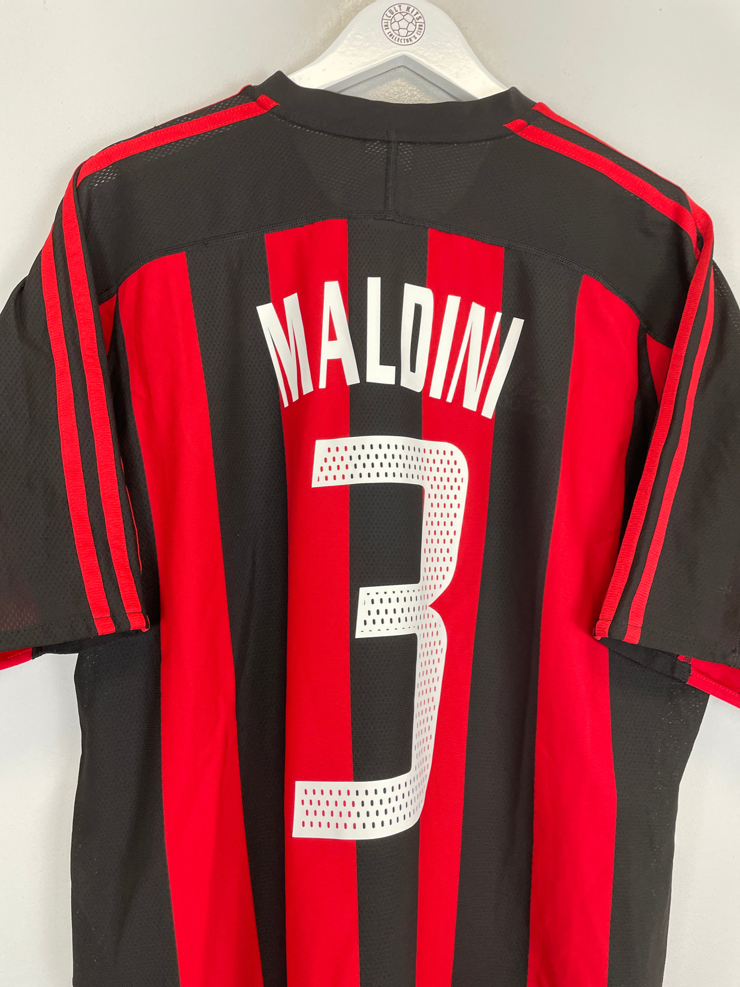 Shop 2003/04 AC MILAN MALDINI #3 HOME SHIRT (XL) ADIDAS, classic football shirts, vintage football shirts & retro soccer jerseys at Cult Kits