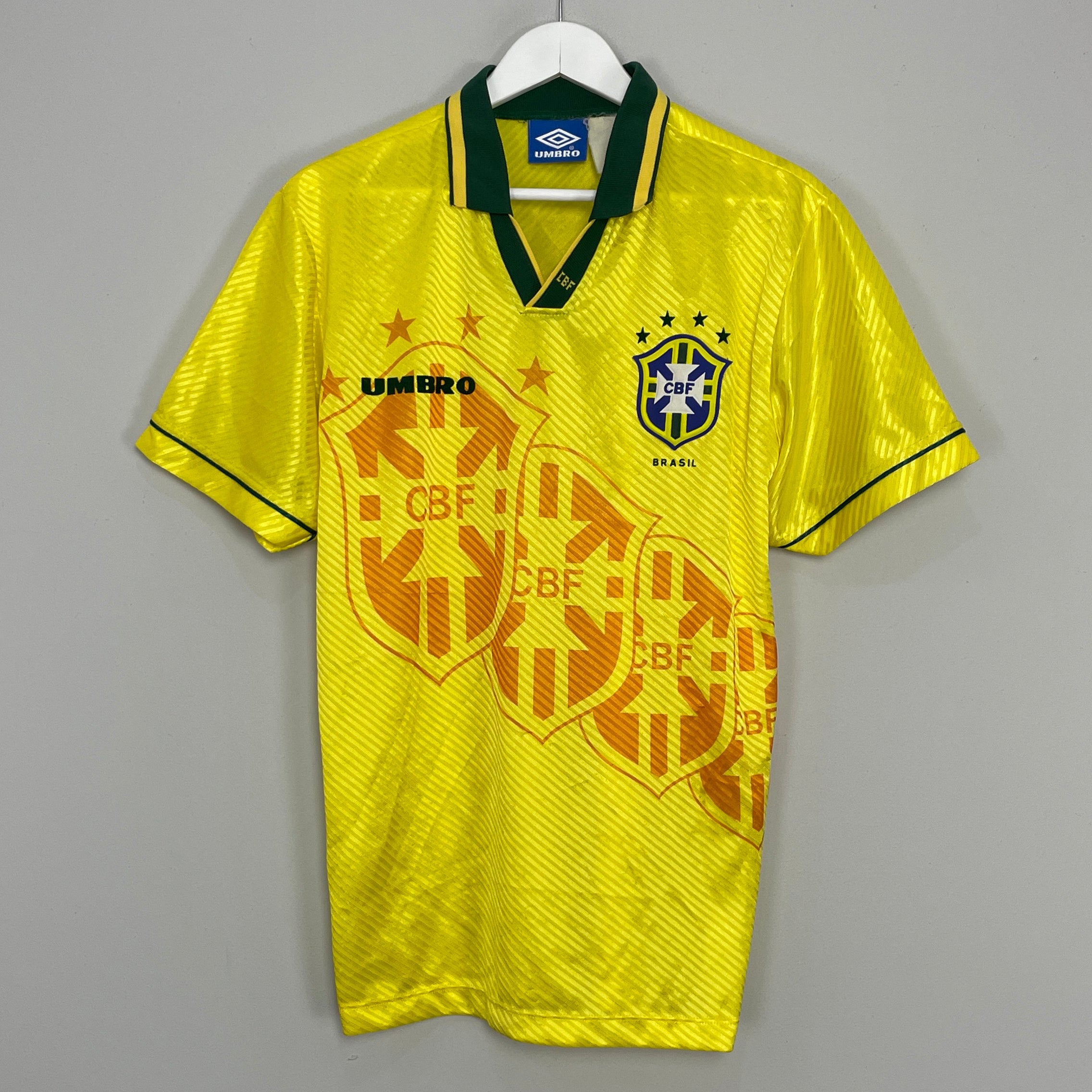Shop 1994/96 BRAZIL HOME SHIRT (M) UMBRO, classic football shirts, vintage football shirts & retro soccer jerseys at Cult Kits
