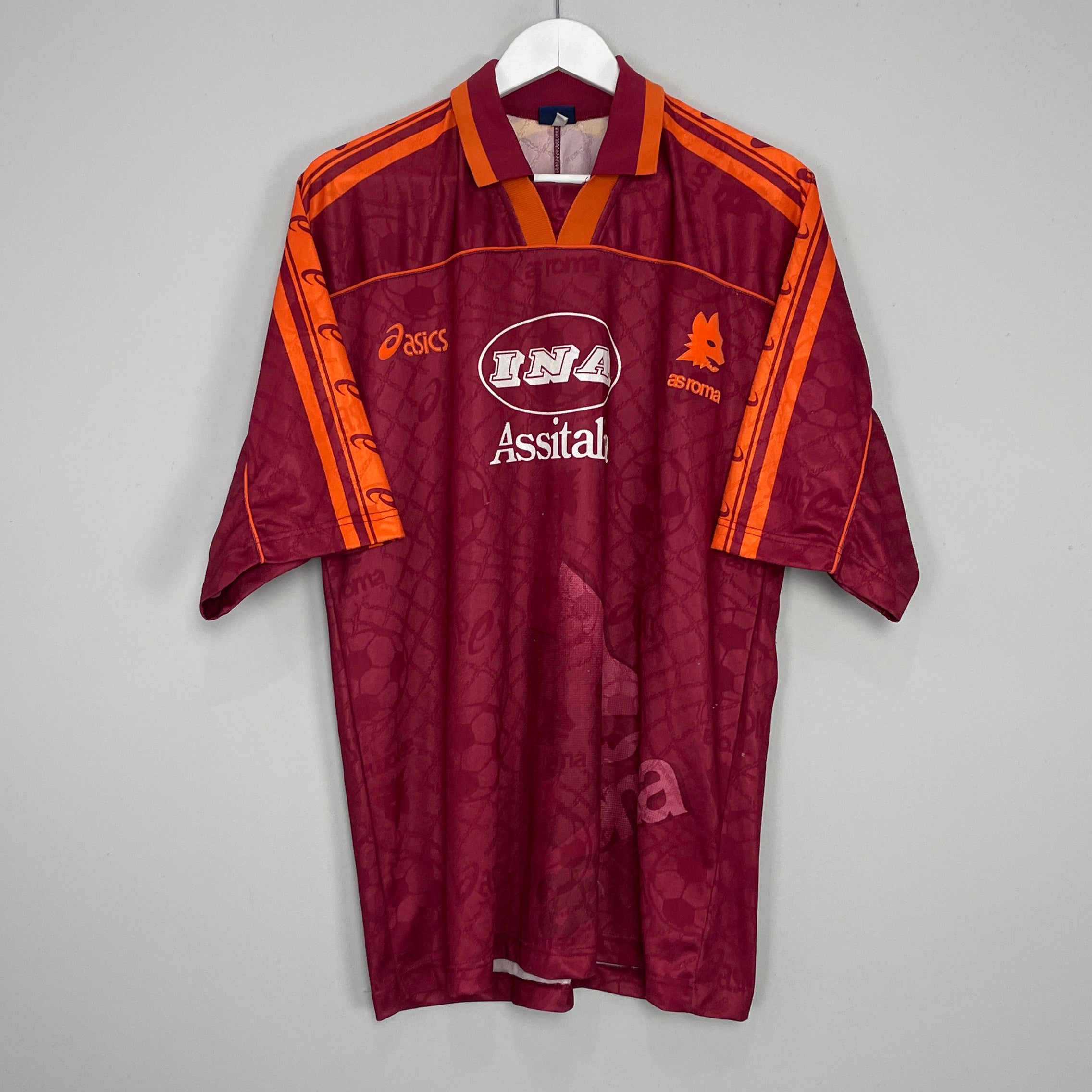 Shop 1995/96 ROMA HOME SHIRT (XL) ASICS, classic football shirts, vintage football shirts & retro soccer jerseys at Cult Kits