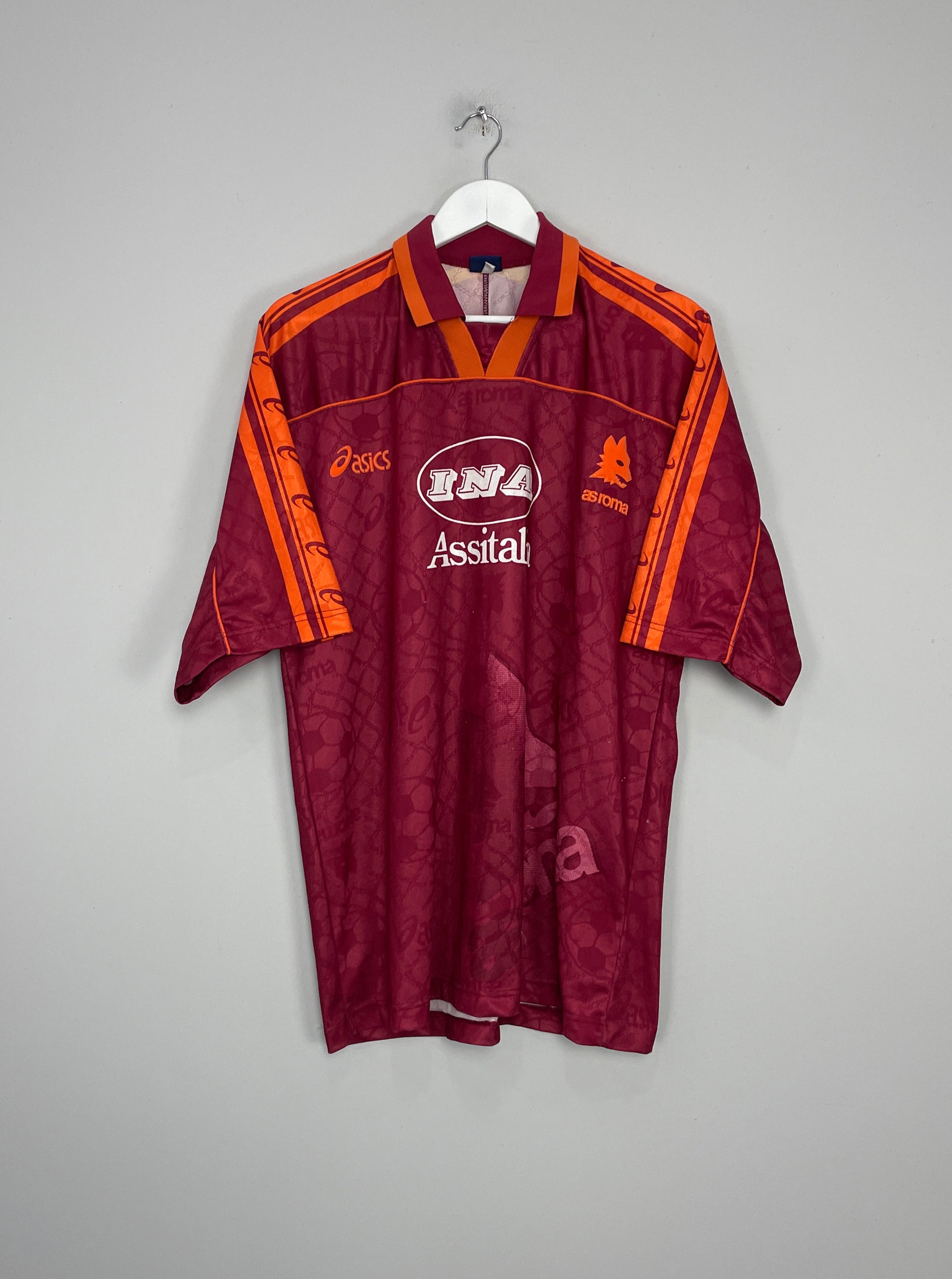 Shop 1995/96 ROMA HOME SHIRT (XL) ASICS, classic football shirts, vintage football shirts & retro soccer jerseys at Cult Kits