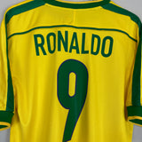 1998/00 BRAZIL RONALDO #9 HOME SHIRT (M) NIKE