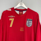 Shop 2006/08 ENGLAND BECKHAM #7 L/S AWAY SHIRT (M) UMBRO, classic football shirts, vintage football shirts & retro soccer jerseys at Cult Kits