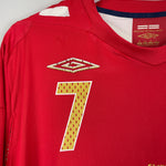 Shop 2006/08 ENGLAND BECKHAM #7 L/S AWAY SHIRT (M) UMBRO, classic football shirts, vintage football shirts & retro soccer jerseys at Cult Kits