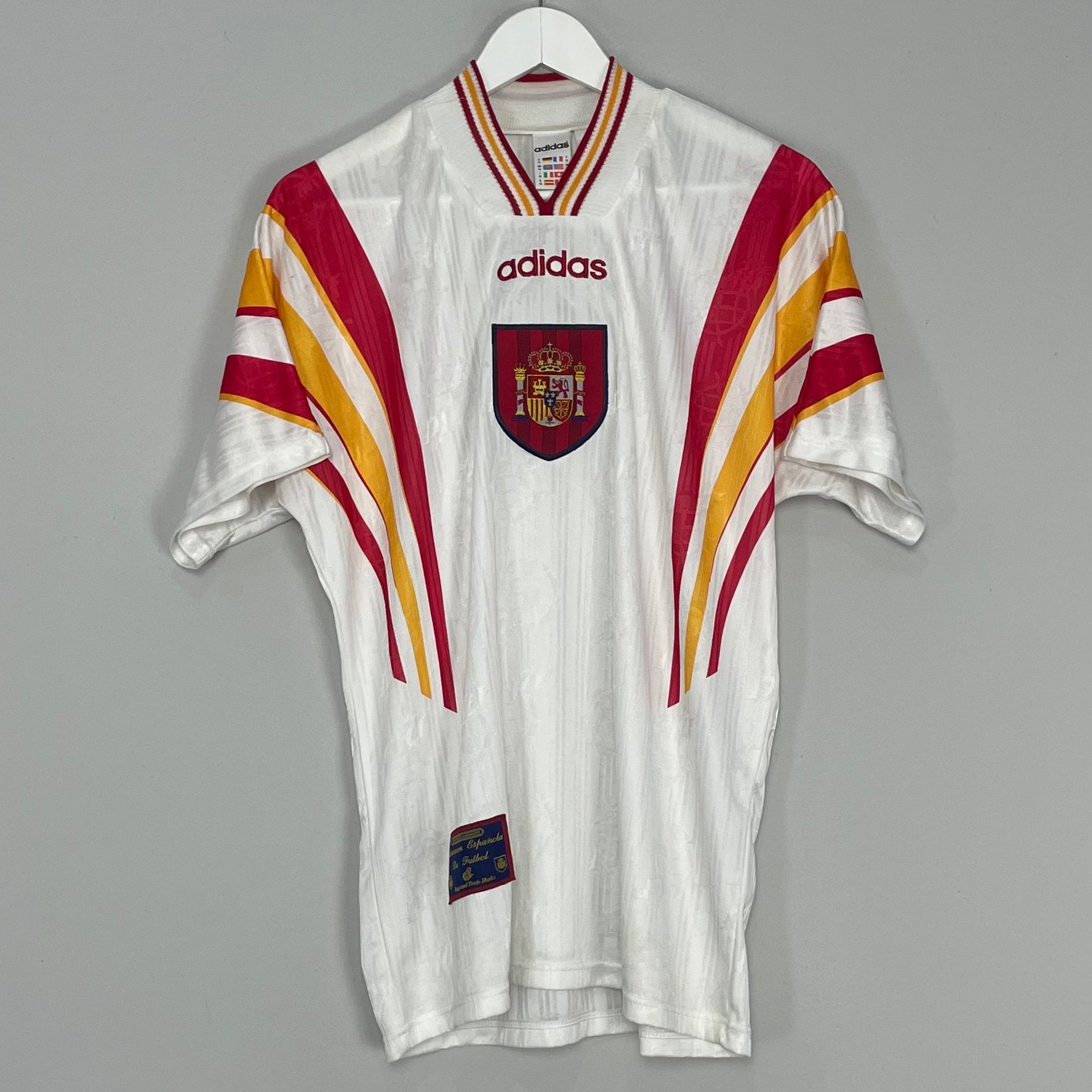 Shop 1996/98 SPAIN AWAY SHIRT (M) ADIDAS, classic football shirts, vintage football shirts & retro soccer jerseys at Cult Kits
