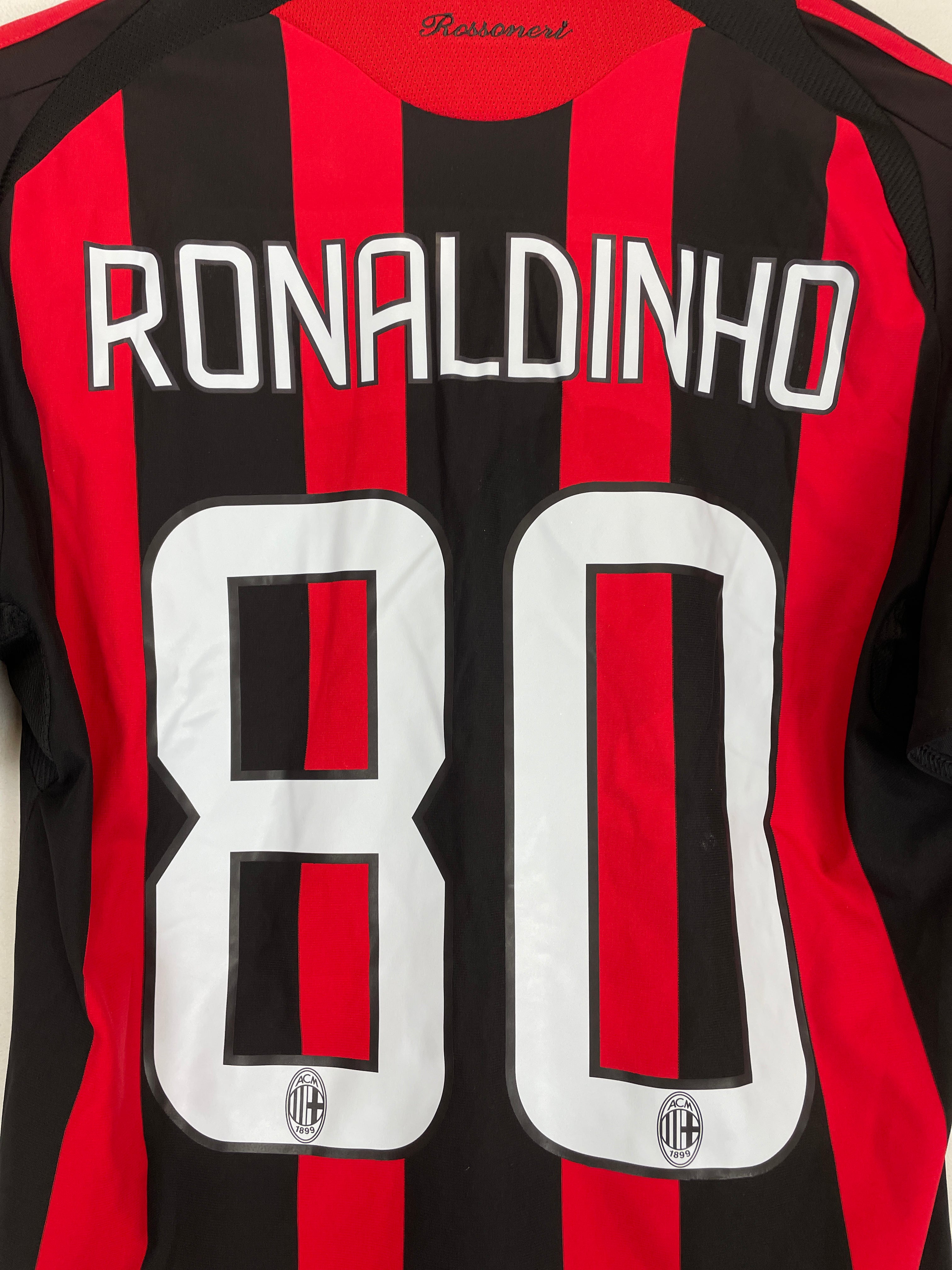 Shop 2008/09 AC MILAN RONALDINHO #80 HOME SHIRT (M) ADIDAS, classic football shirts, vintage football shirts & retro soccer jerseys at Cult Kits