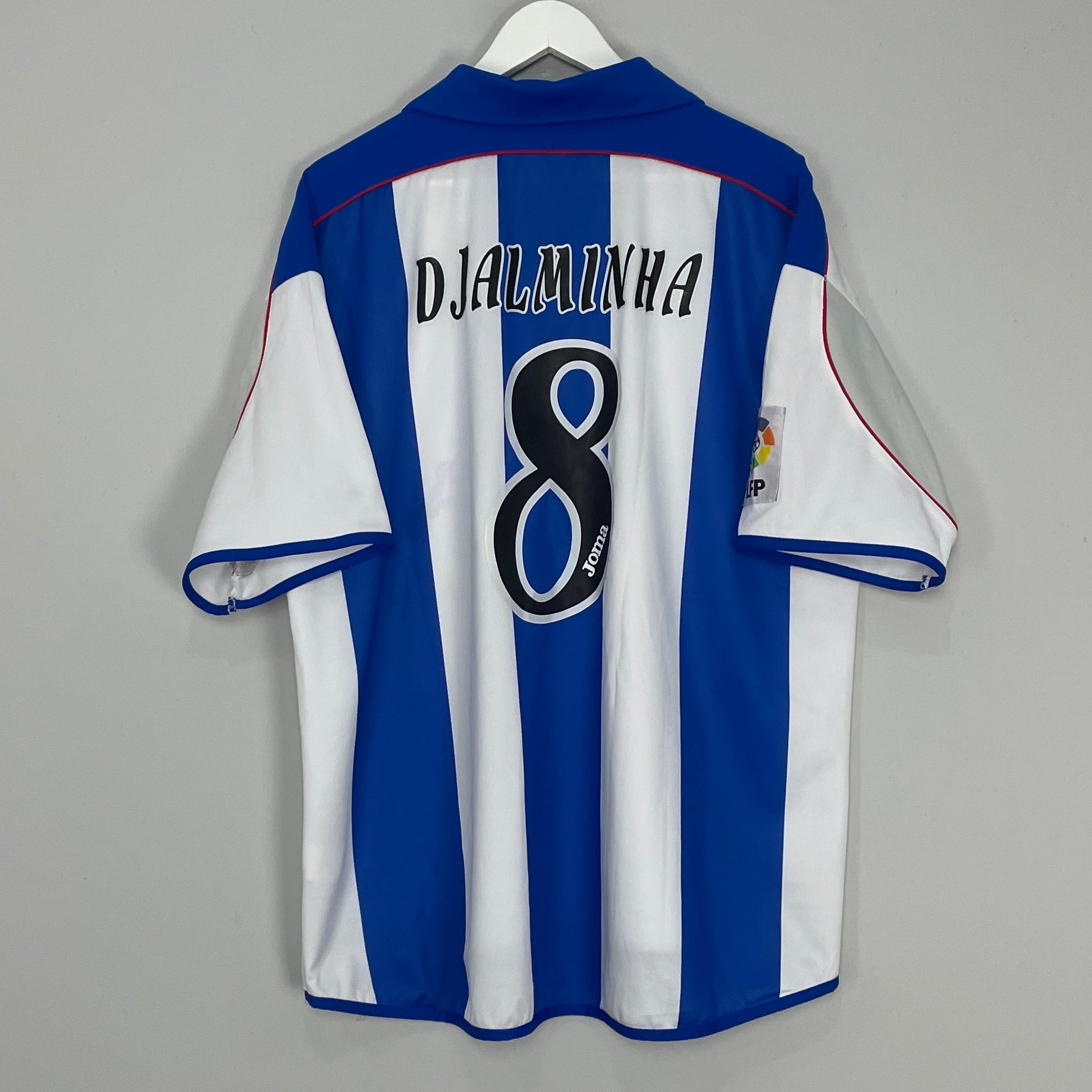 Shop 2001/02 DEPORTIVO LA CORUNA DJALMINHA #8 HOME SHIRT (XL) JOMA, classic football shirts, vintage football shirts & retro soccer jerseys at Cult Kits