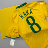 Shop 2008/10 BRAZIL KAKA #8 LIMITED EDITION PLAYER ISSUE HOME SHIRT (L) NIKE, classic football shirts, vintage football shirts & retro soccer jerseys at Cult Kits
