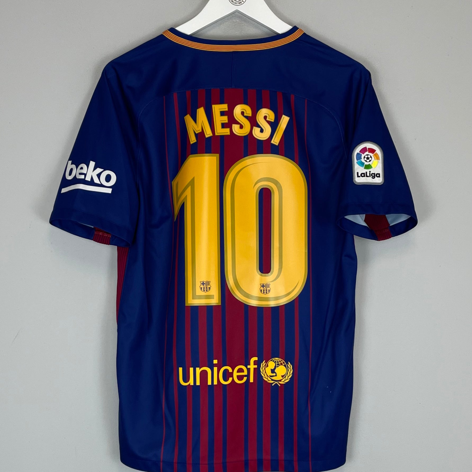 Shop 2017/18 BARCELONA MESSI #10 HOME SHIRT (M) NIKE, classic football shirts, vintage football shirts & retro soccer jerseys at Cult Kits