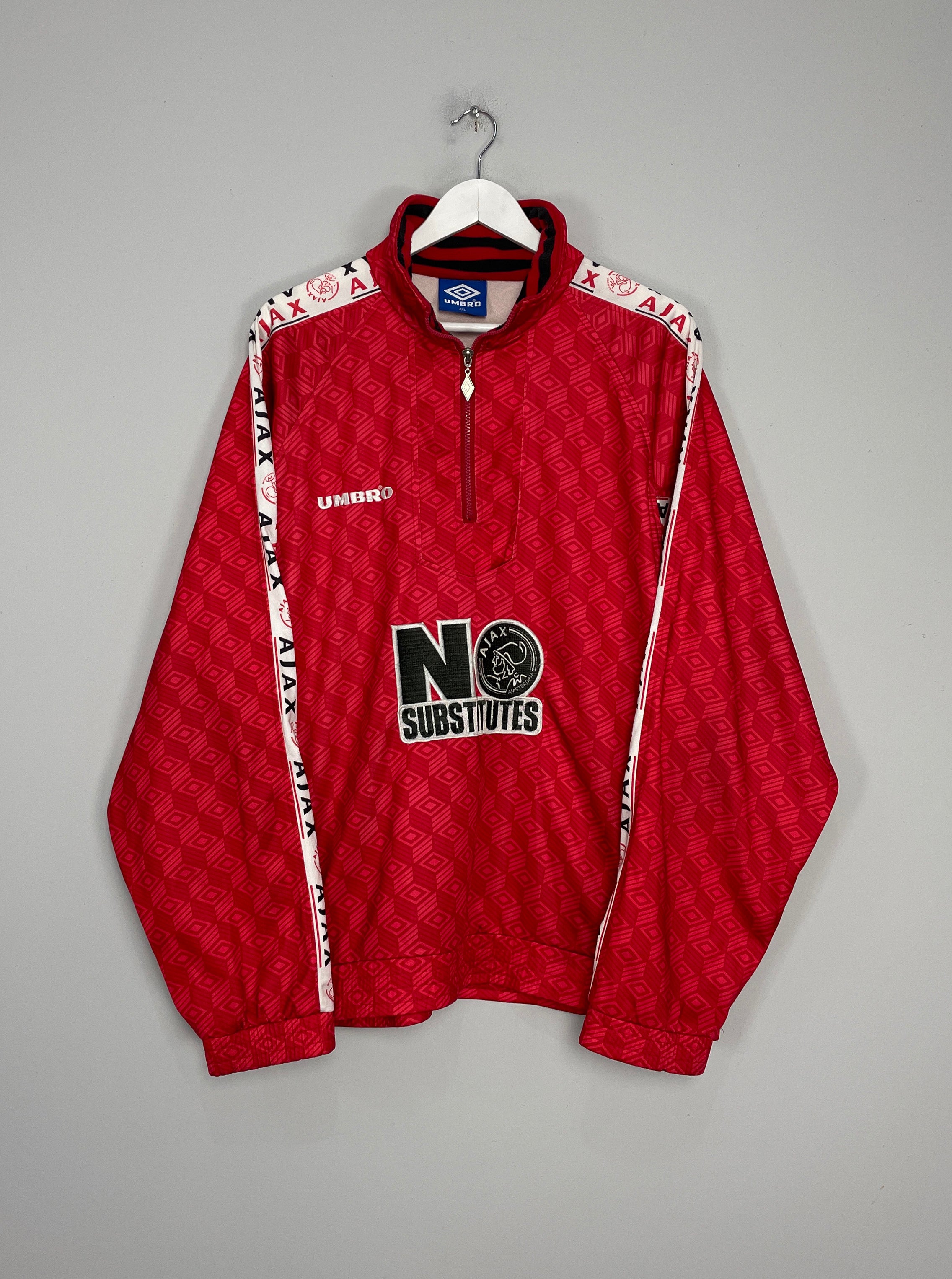 Shop 1994/95 AJAX 1/4 ZIP JACKET (XXL) UMBRO, classic football shirts, vintage football shirts & retro soccer jerseys at Cult Kits
