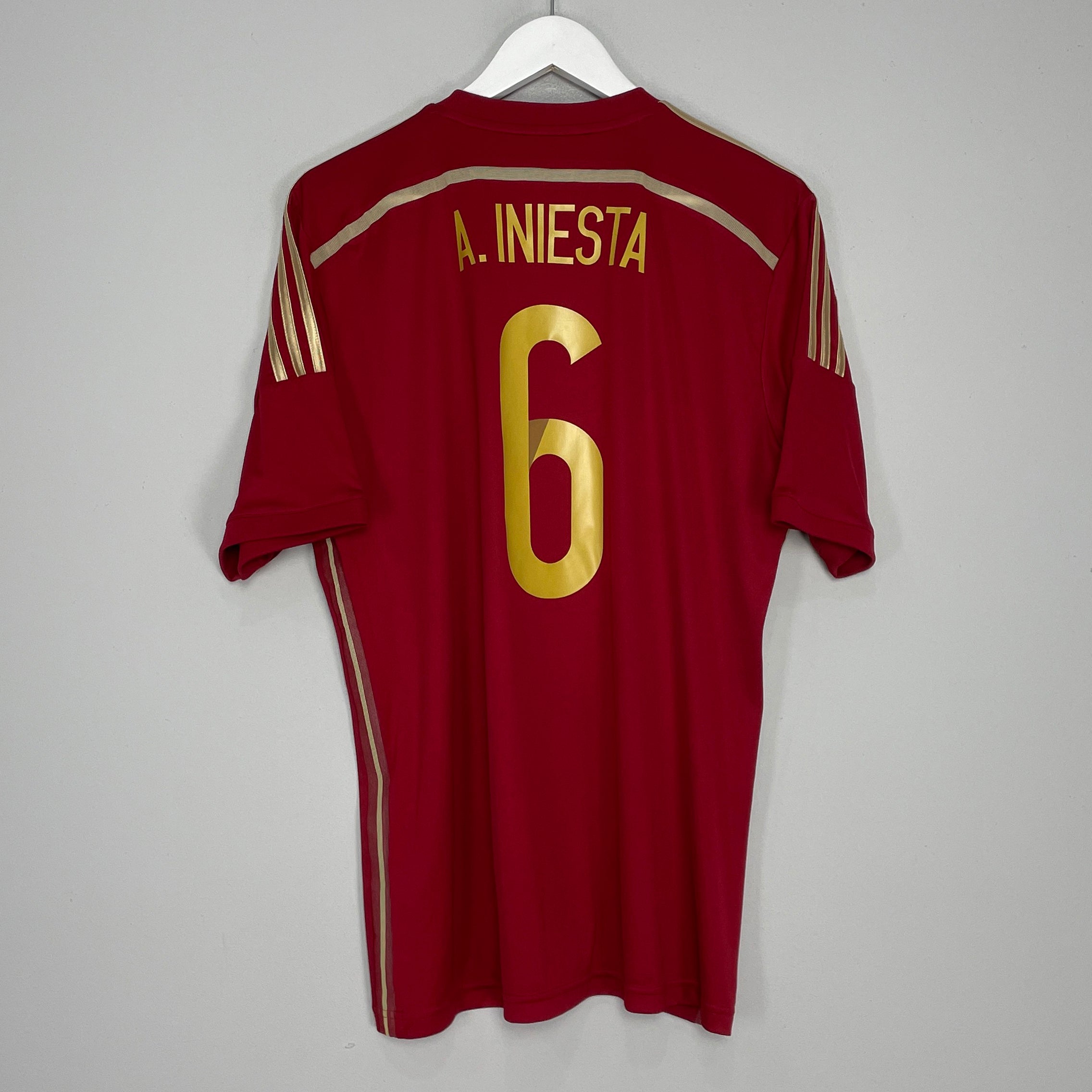 Shop 2014/15 SPAIN A.INIESTA #6 HOME SHIRT (L) ADIDAS, classic football shirts, vintage football shirts & retro soccer jerseys at Cult Kits