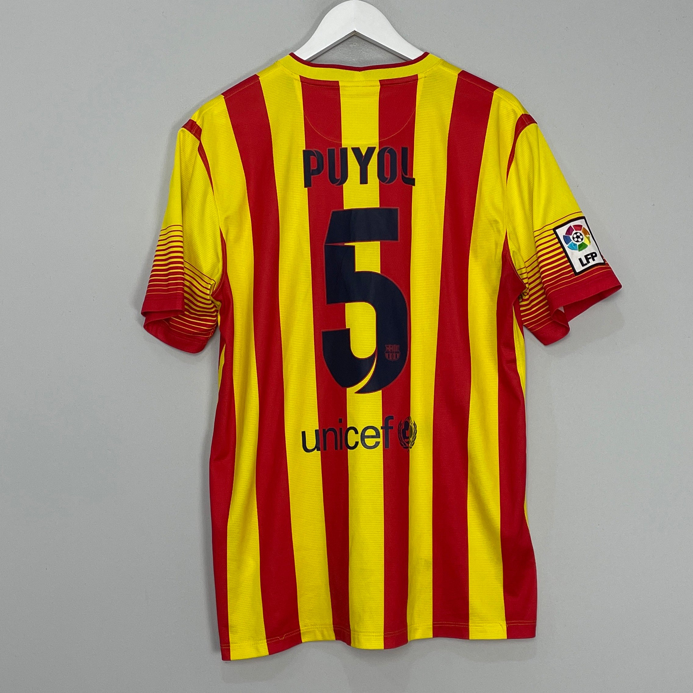 Shop 2013/15 BARCELONA PUYOL #5 AWAY SHIRT (L) NIKE, classic football shirts, vintage football shirts & retro soccer jerseys at Cult Kits