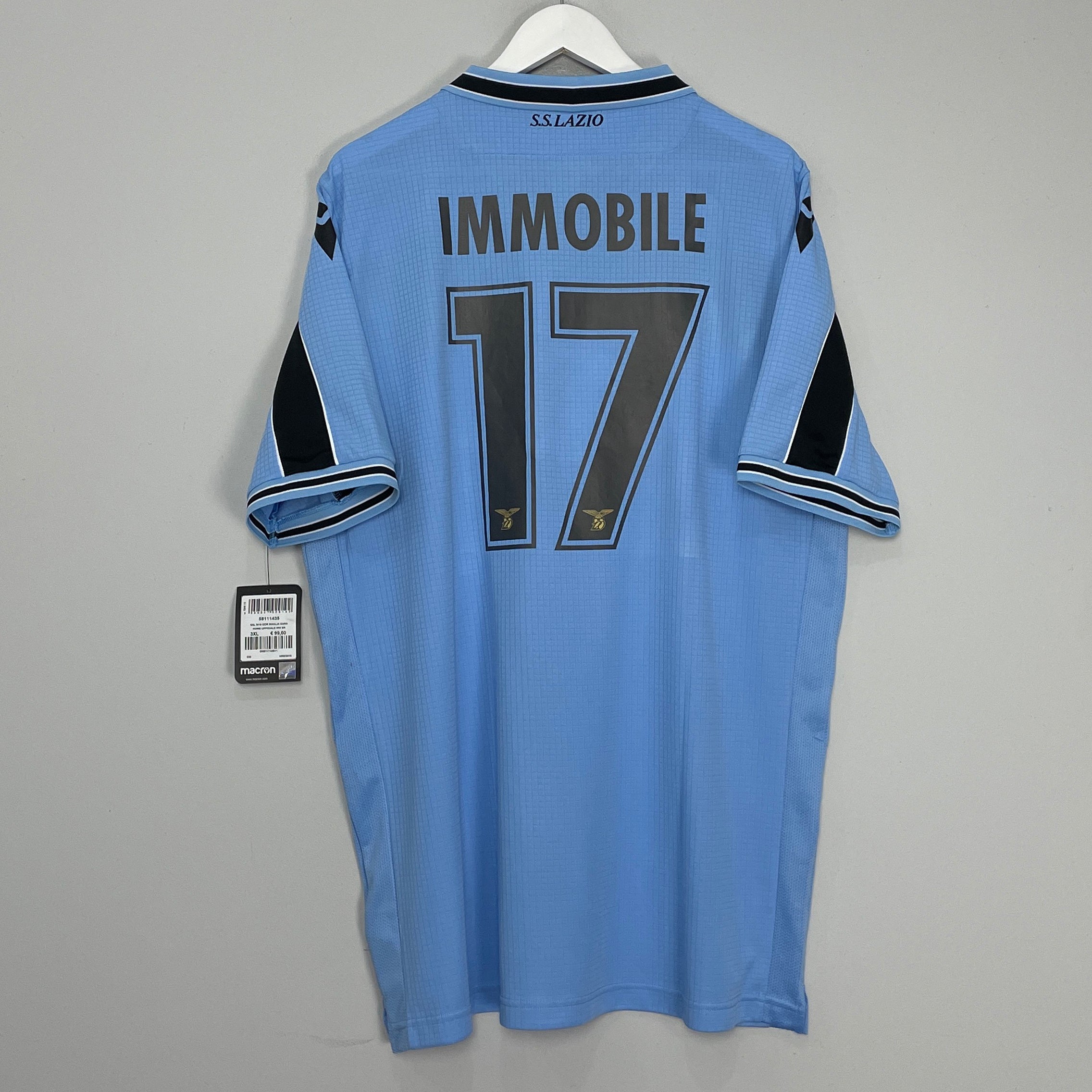 Shop 2019/20 LAZIO IMMOBILE #17 *BNWT* HOME SHIRT (XXXL) MACRON, classic football shirts, vintage football shirts & retro soccer jerseys at Cult Kits