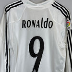 Shop 2003/05 REAL MADRID RONALDO #9 L/S HOME SHIRT (M) ADIDAS, classic football shirts, vintage football shirts & retro soccer jerseys at Cult Kits