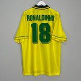 Shop 1994/97 BRAZIL RONALDINHO #18 HOME SHIRT (XL) UMBRO, classic football shirts, vintage football shirts & retro soccer jerseys at Cult Kits