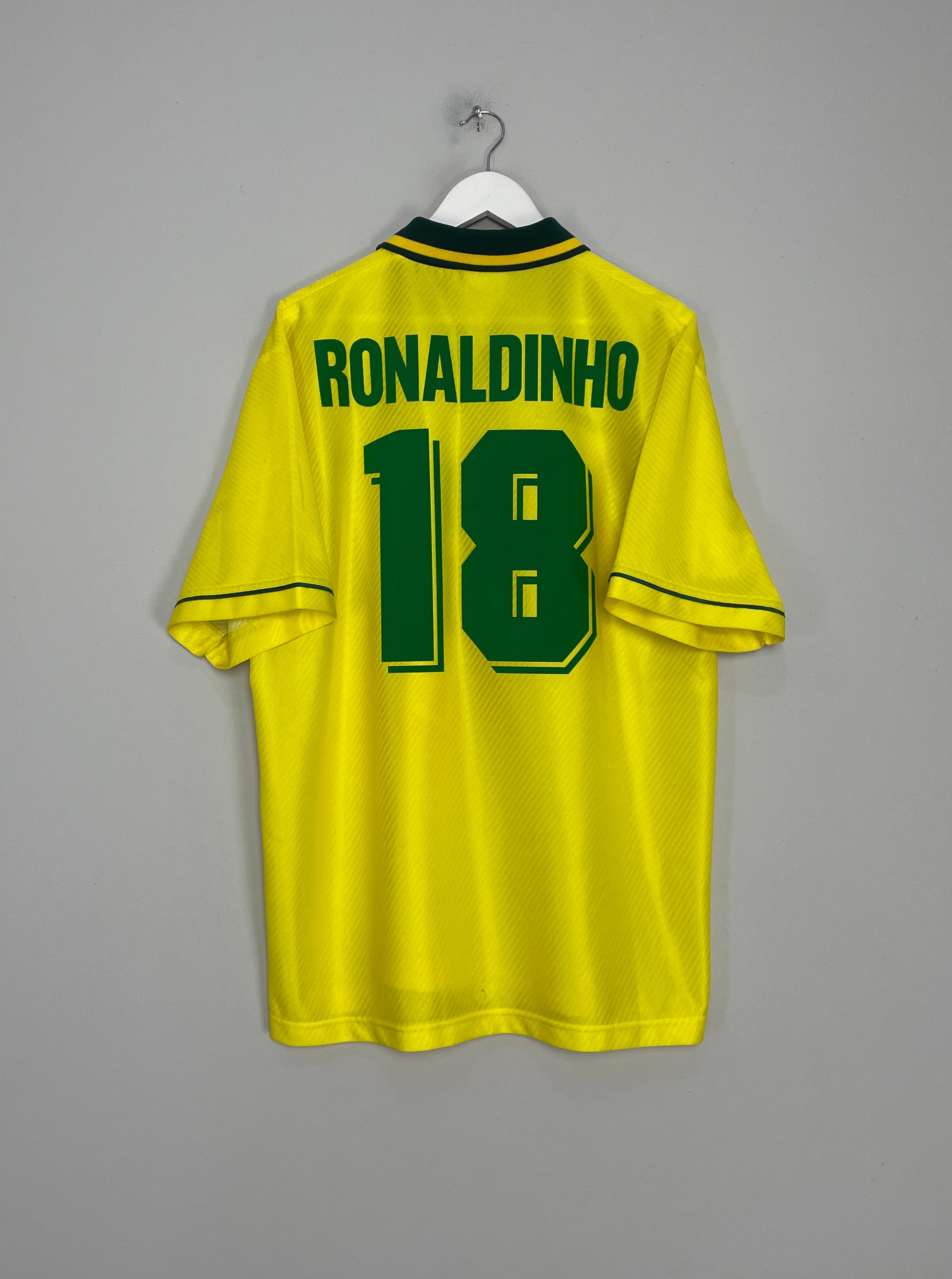 Shop 1994/97 BRAZIL RONALDINHO #18 HOME SHIRT (XL) UMBRO, classic football shirts, vintage football shirts & retro soccer jerseys at Cult Kits